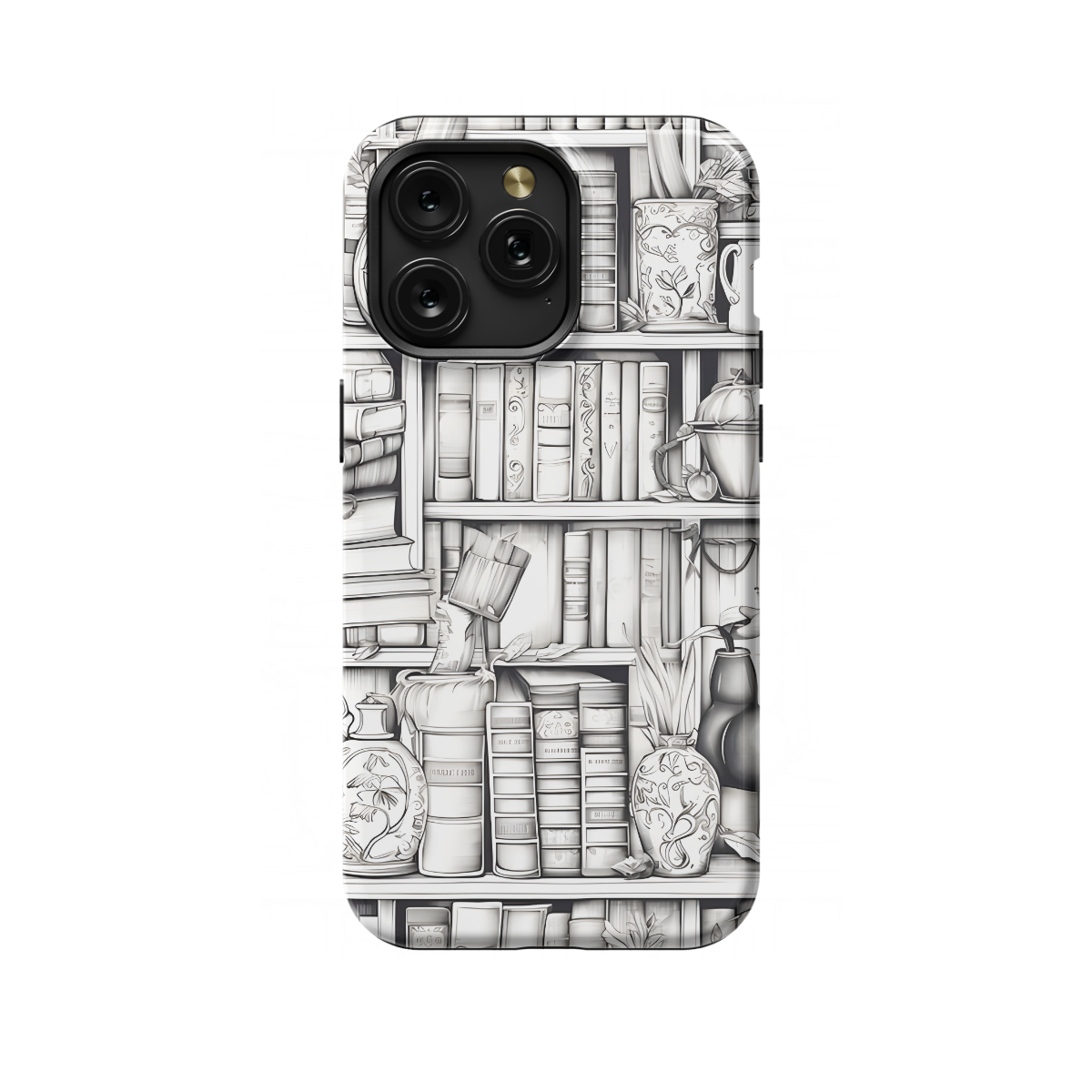 Book Shelf Lover Grayscale Phone Case iPhone Samsung Cover Pixel 1071