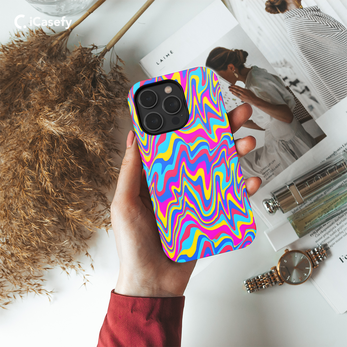 Wavy Colorful Groovy Trippy Psychedelic Phone Case iPhone Samsung Cover Pixel 1101