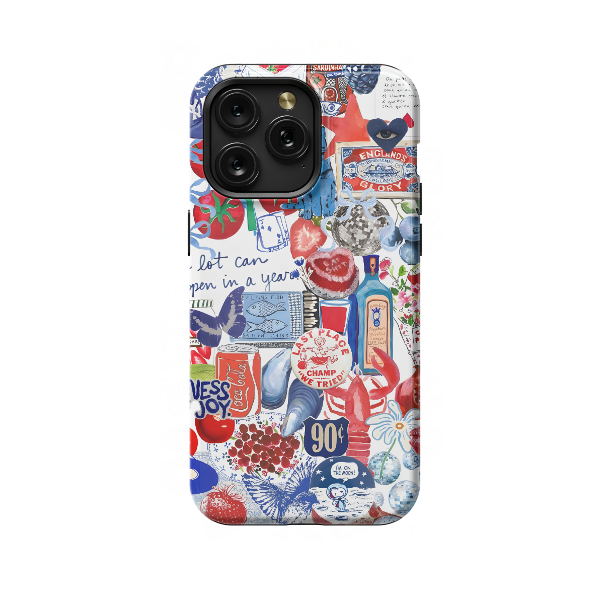 Collage Sea Blue Fruit Phone Case iPhone Samsung Cover Pixel 1230