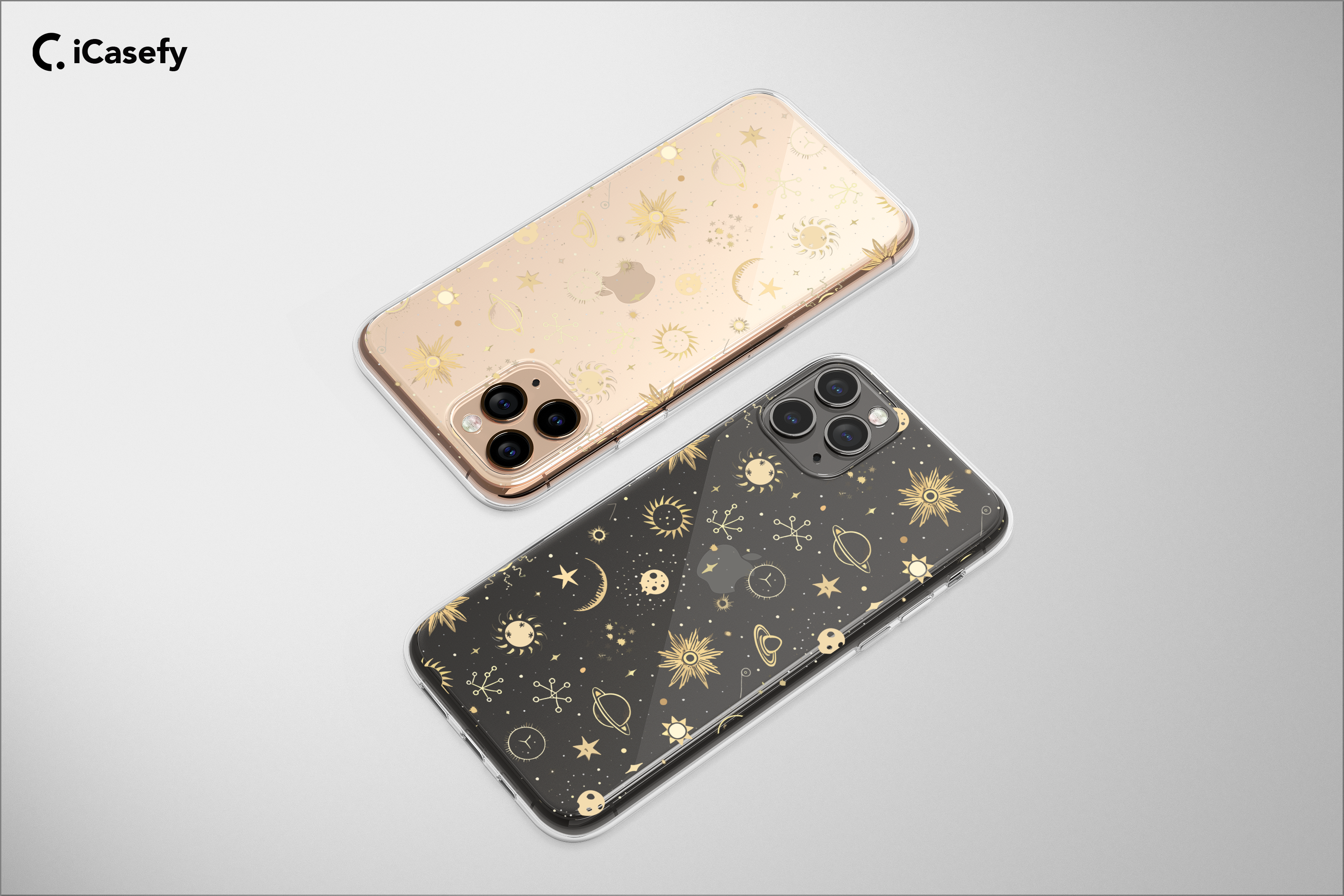 Clear Celestial Space Plants Sun Moon Phone Case iPhone Samsung Cover Pixel 1246