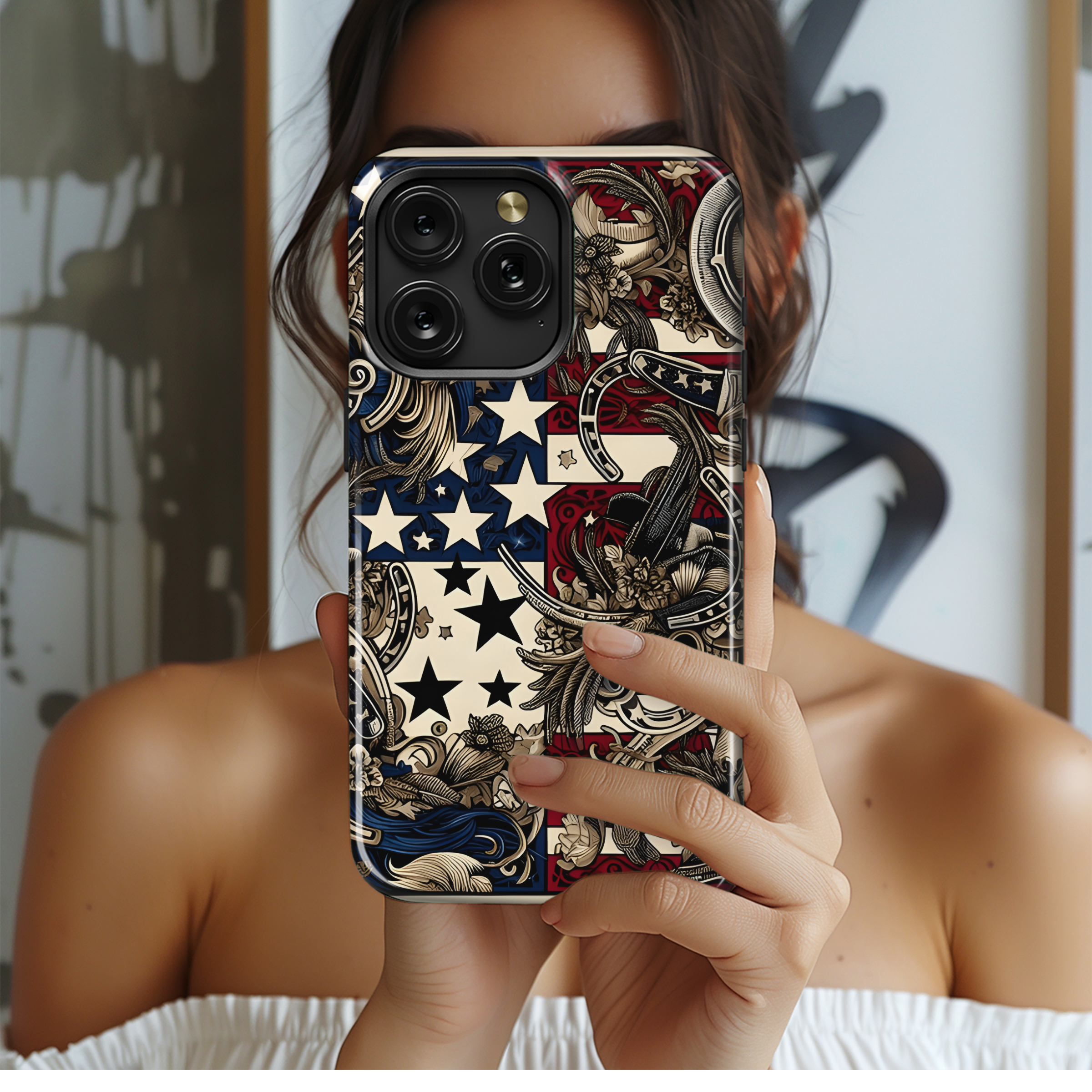 4th of July Western Cow Print Phone Case iPhone Samsung Cover Pixel 2763