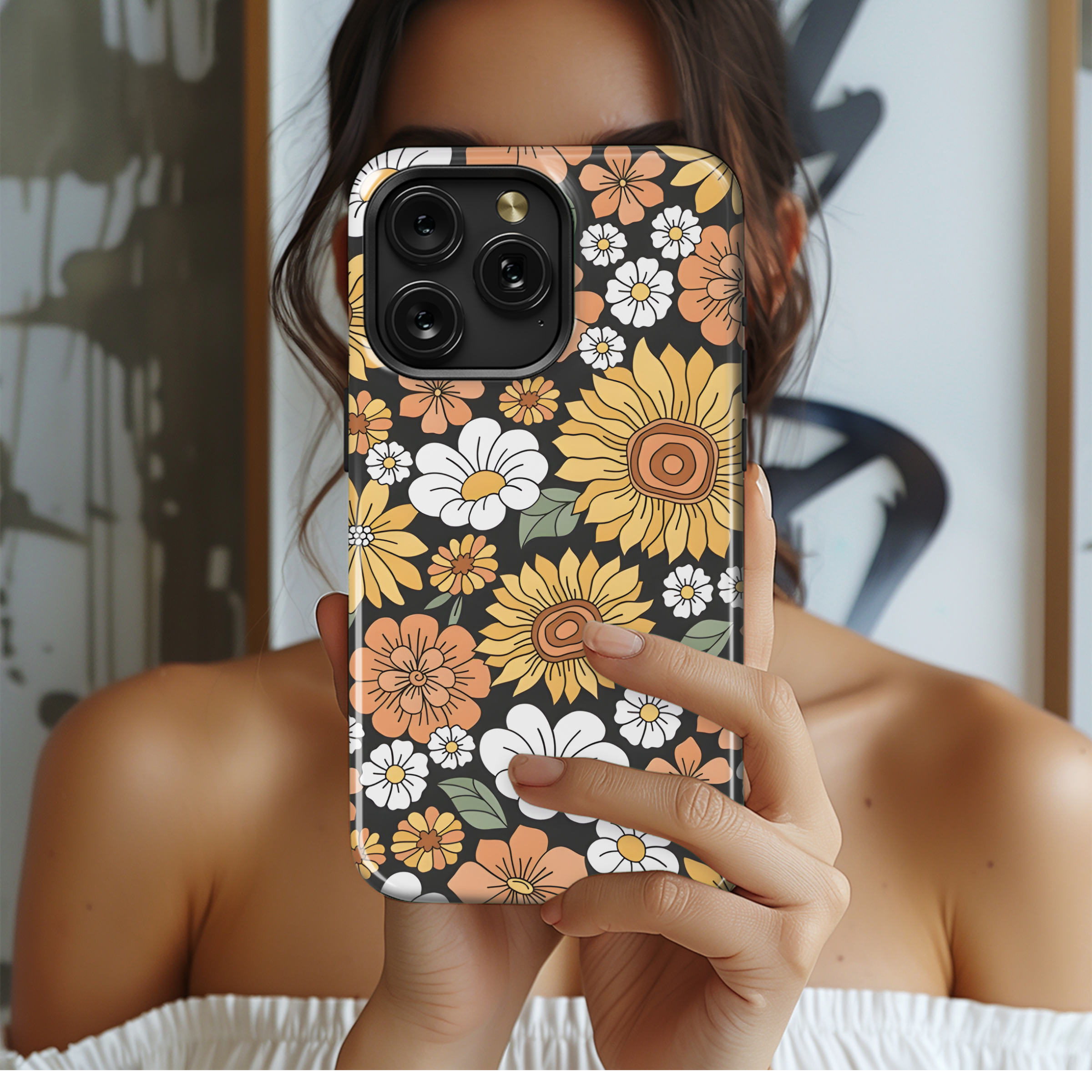 70s 60s Hippie Summer Flower Phone Case iPhone Samsung Cover Pixel 2500