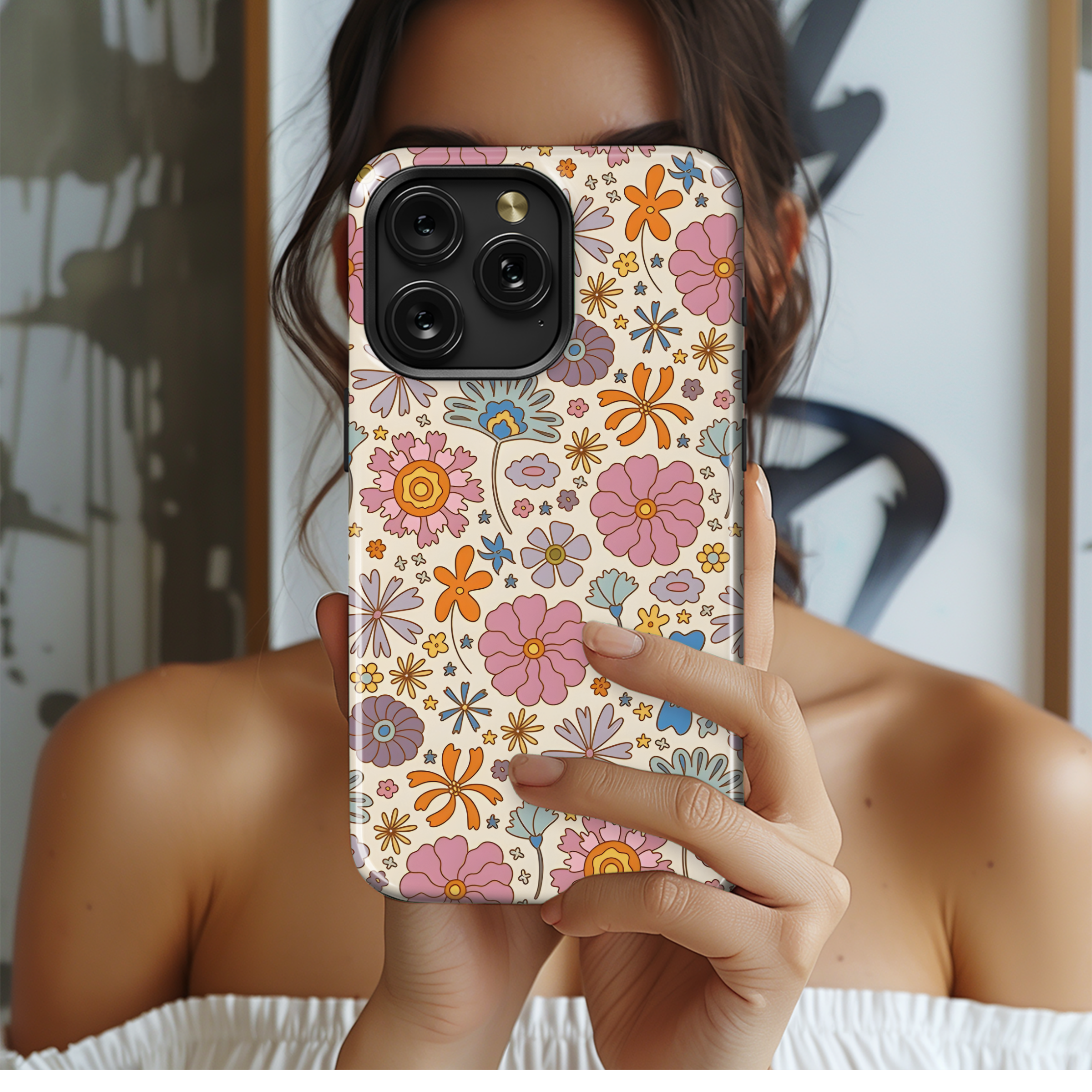 70s Flower Retro Phone Case iPhone Samsung Cover Pixel 2492