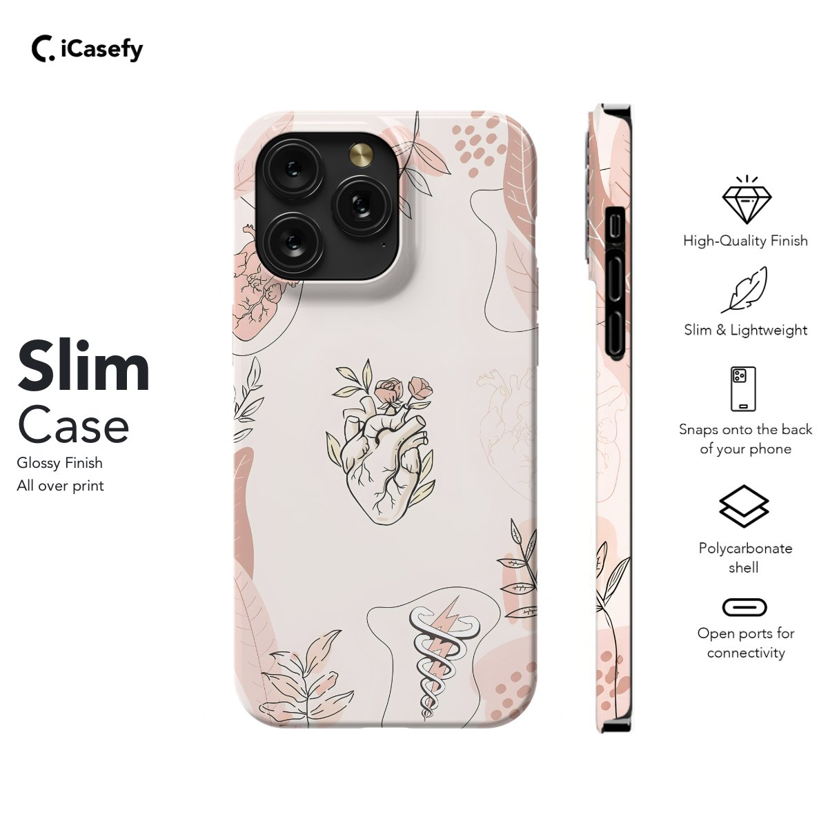 Boho Style Heart Phone Case iPhone Samsung Pixel & More - iCasefy