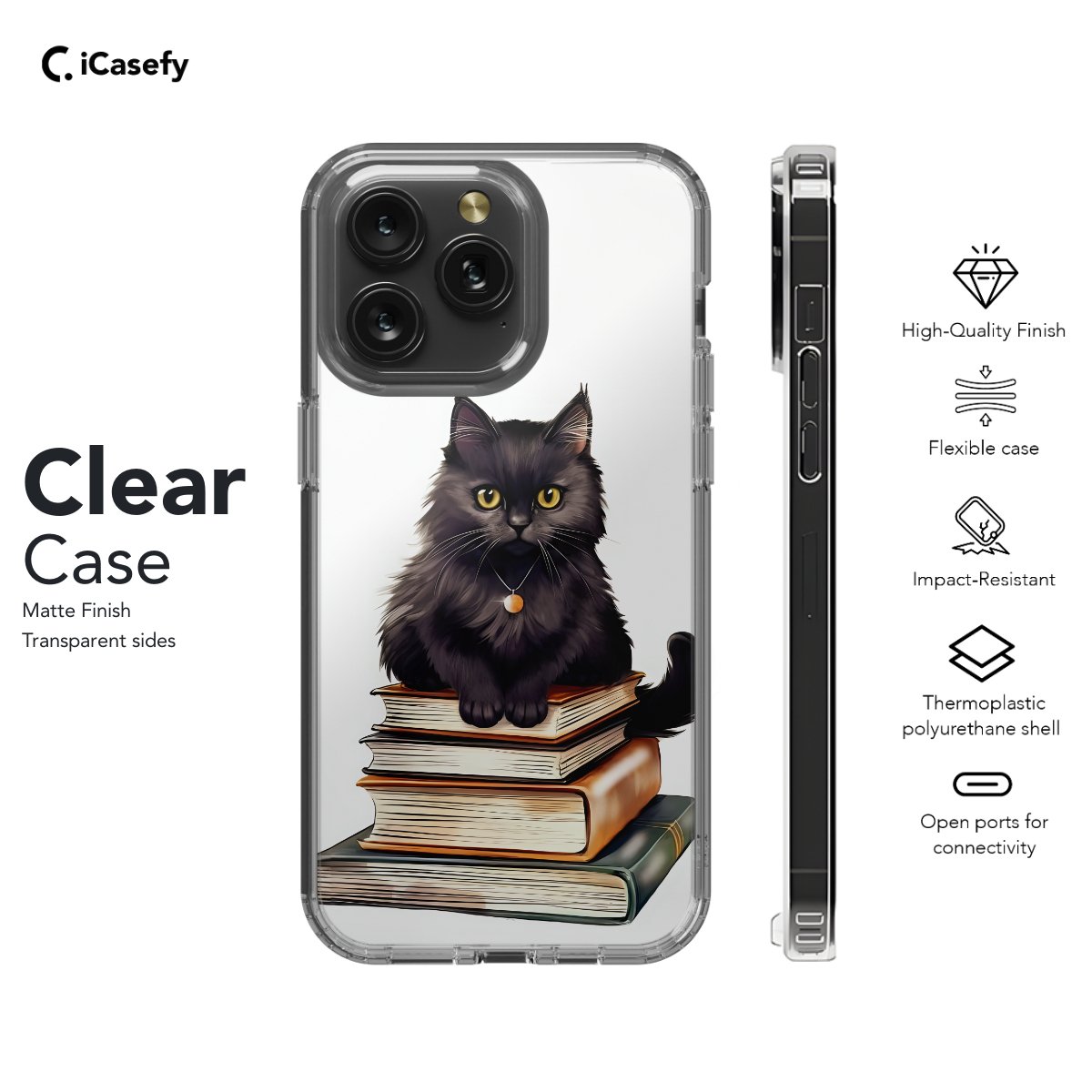 Book Black Cat Lover Phone Case iPhone Samsung Pixel & More - iCasefy