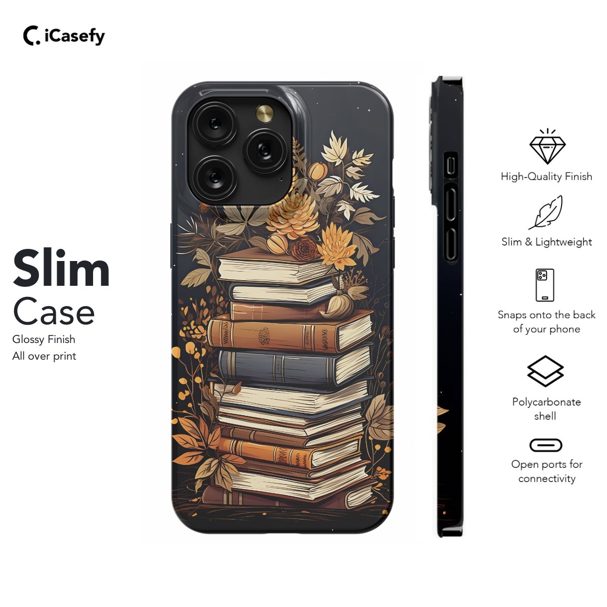 Book Lover Bookish Flower Phone Case iPhone Samsung Pixel & More - iCasefy