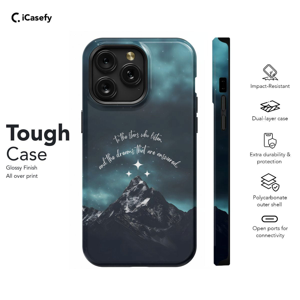 Night Court Symbol Acotar Acomaf Velaris Mountain Stars Phone Case iPhone Samsung Pixel & More #204 - iCasefy