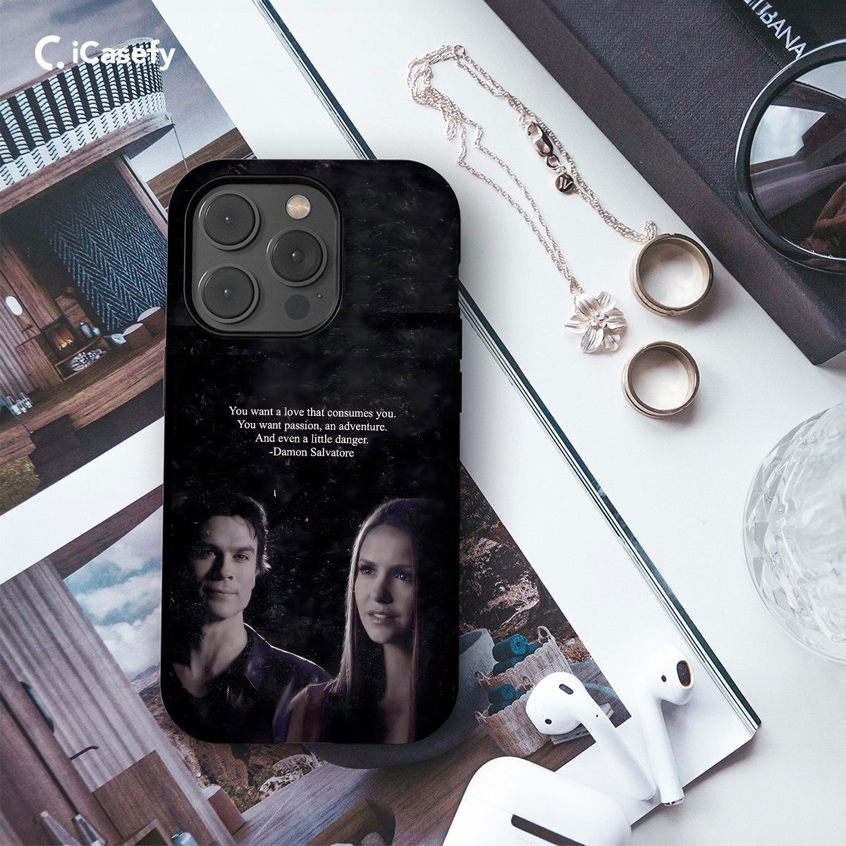 TVD The Vampire Diaries Damon Salvatore Quote Phone Case iPhone Samsung Pixel & More #56 - iCasefy