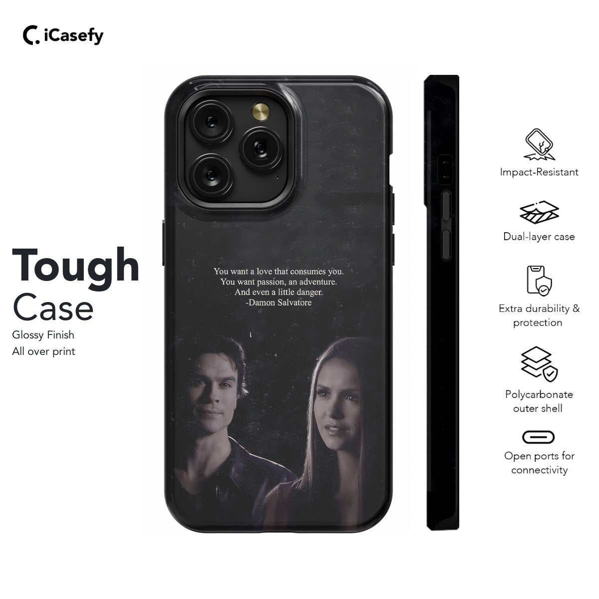 TVD The Vampire Diaries Damon Salvatore Quote Phone Case iPhone Samsung Pixel & More #56 - iCasefy