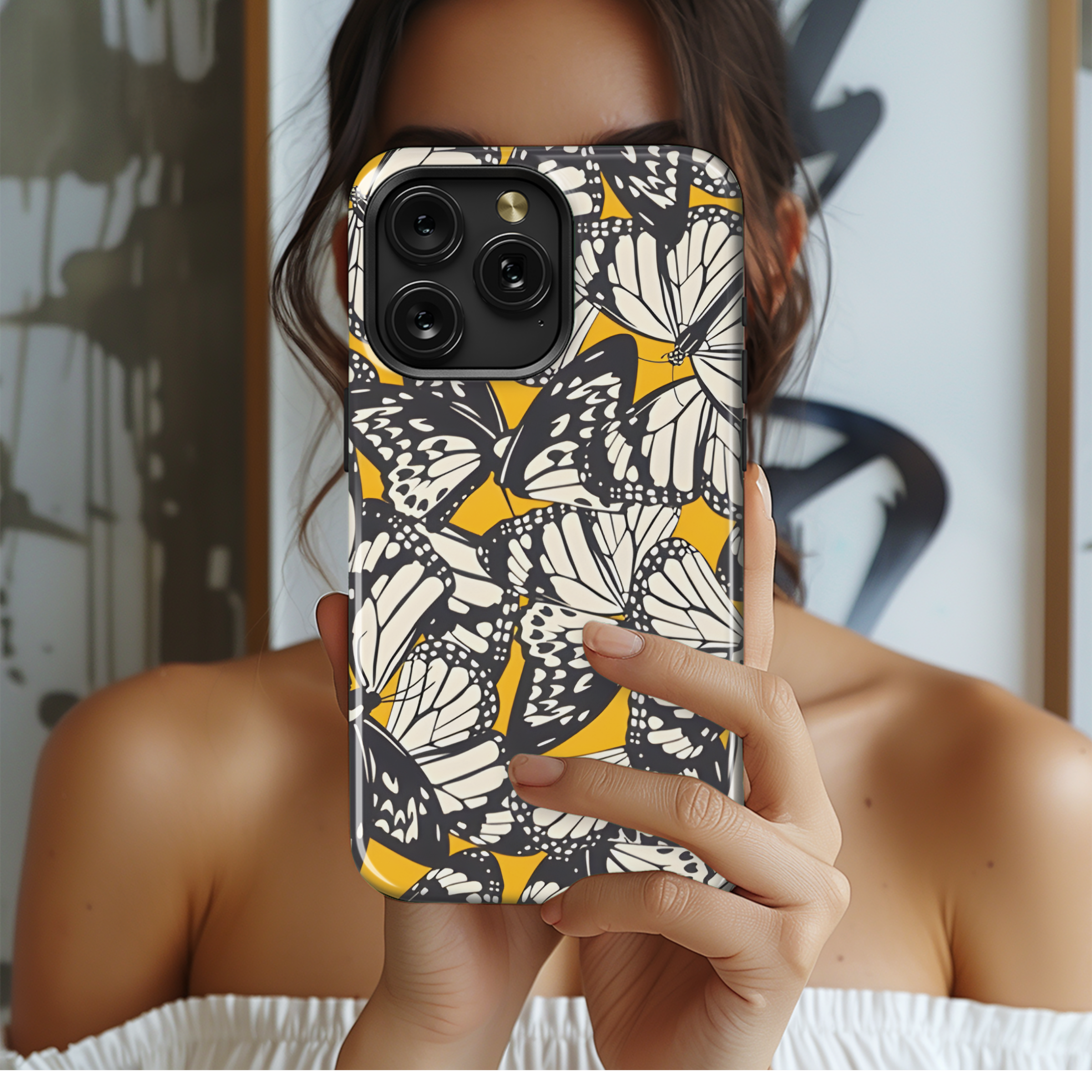 Abstract Butterfly Print Phone Case iPhone Samsung Cover Pixel 2378