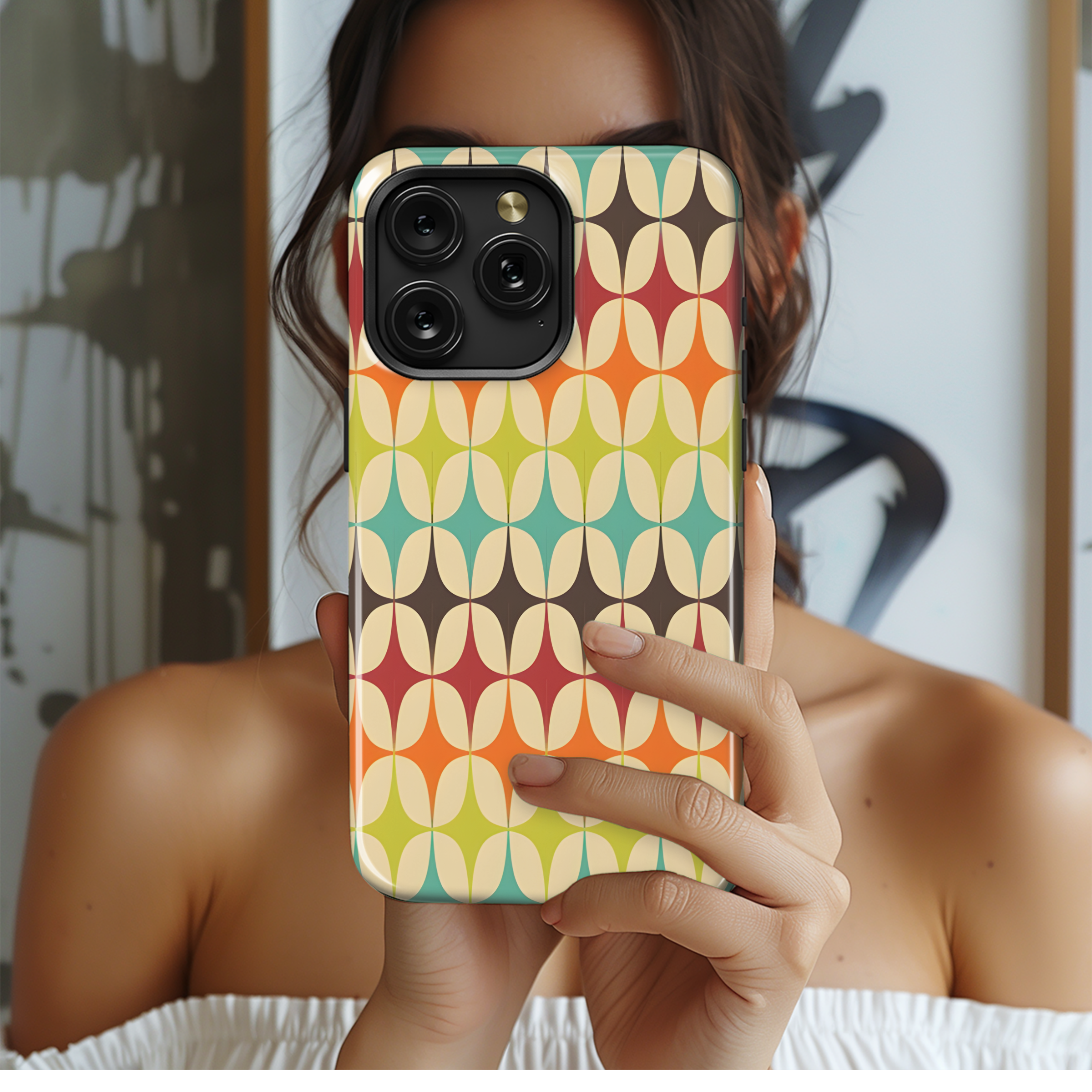 Abstract geometric triangles retro Phone Case iPhone Samsung Cover Pixel 2839