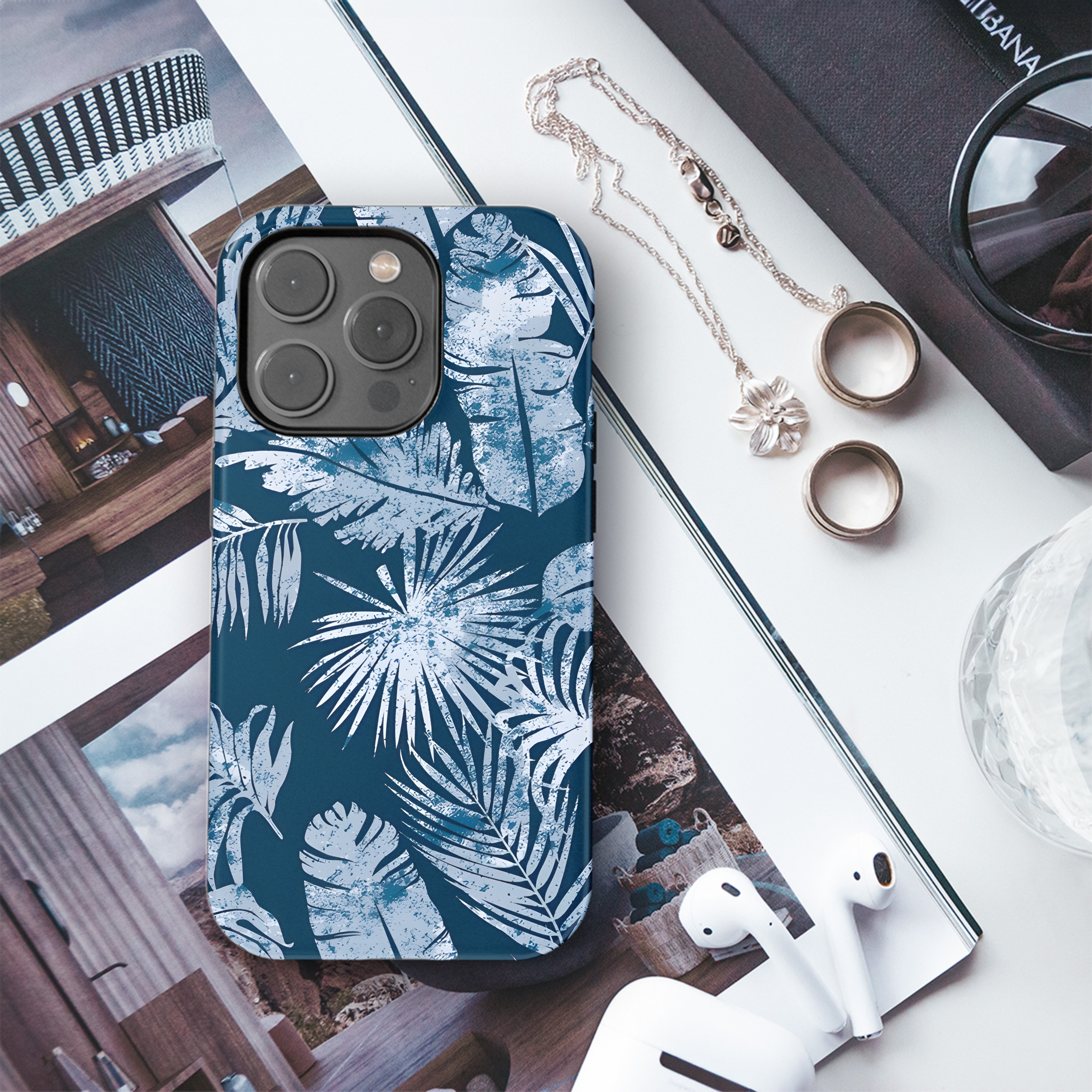 Abstract Tropical Leaves Grunge Phone Case iPhone Samsung Cover Pixel 2692