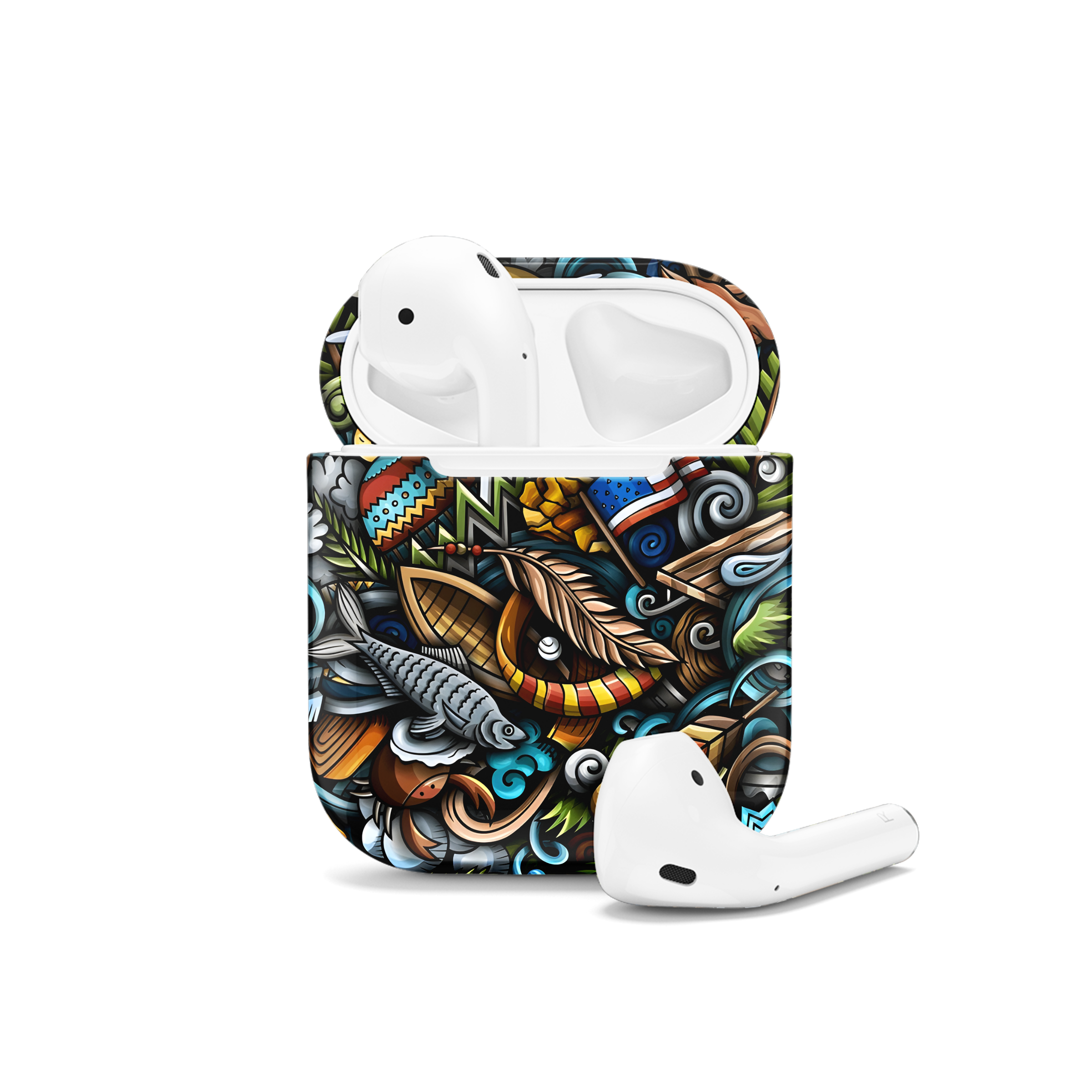 Alaska Cartoon Doodles Seamless Pattern AirPods Case AirPods Pro AirPods Pro 2 AirPods 3 AirPods 2 Glossy 2139