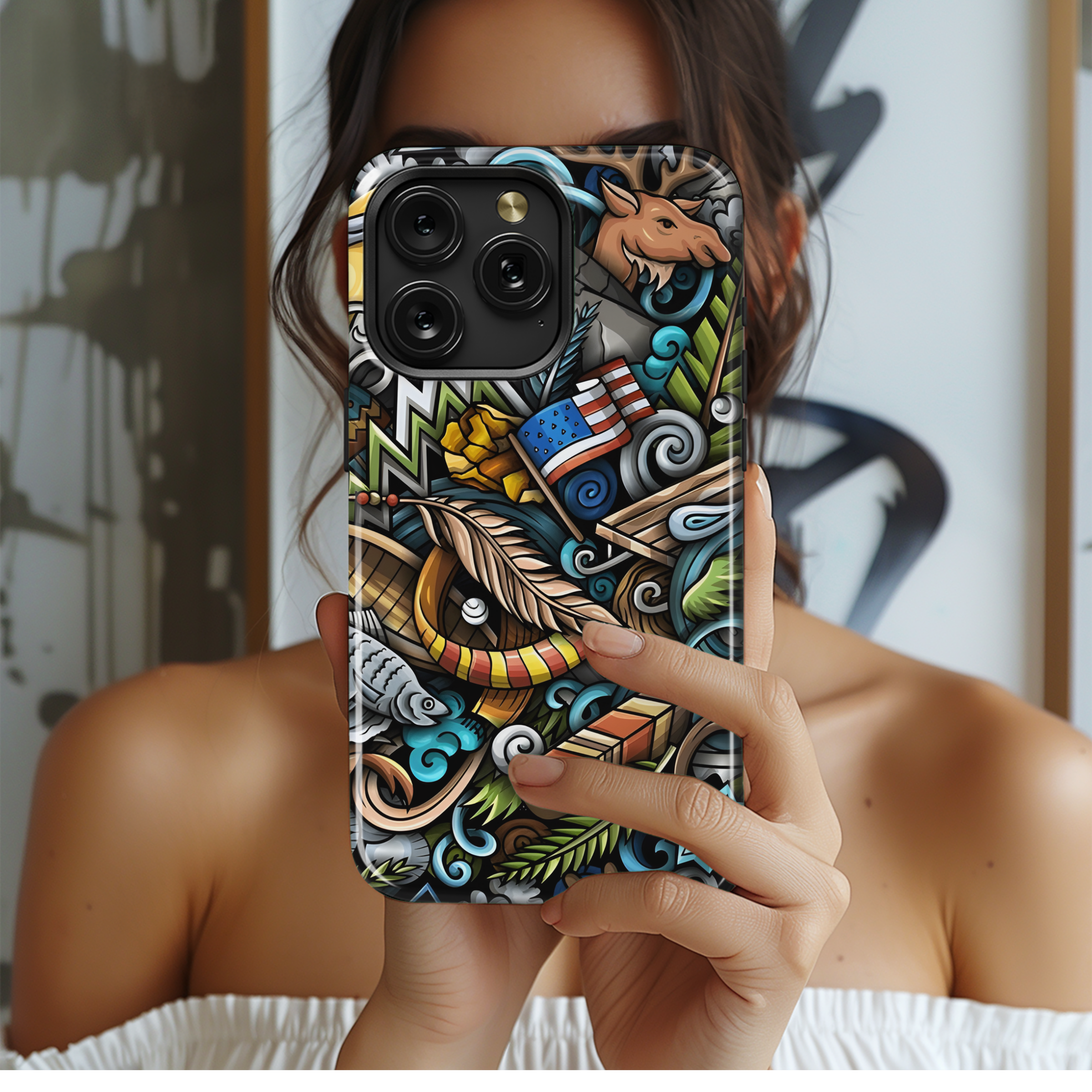 Alaska Cartoon Doodles Seamless Pattern Phone Case iPhone Samsung Cover Pixel 2139