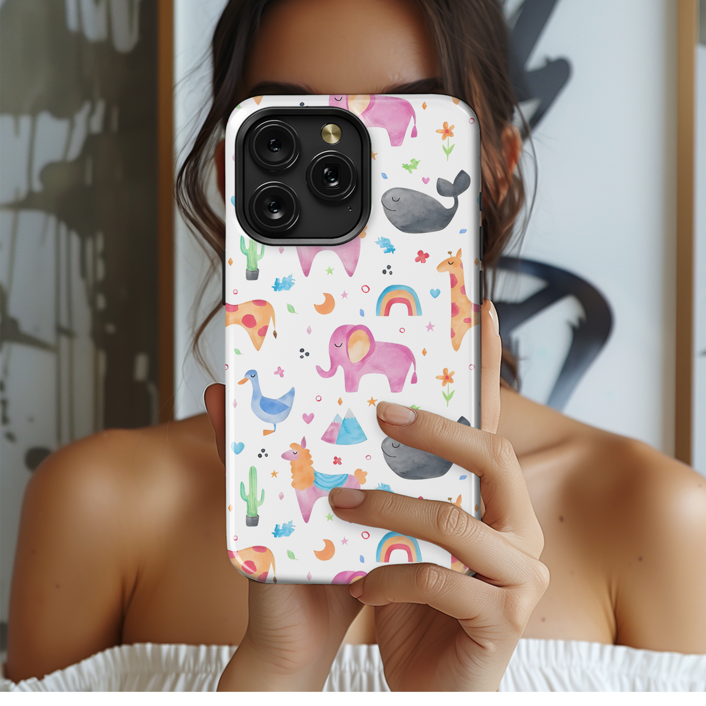 Animal Watercolor Kid Phone Case iPhone Samsung Cover Pixel 2669