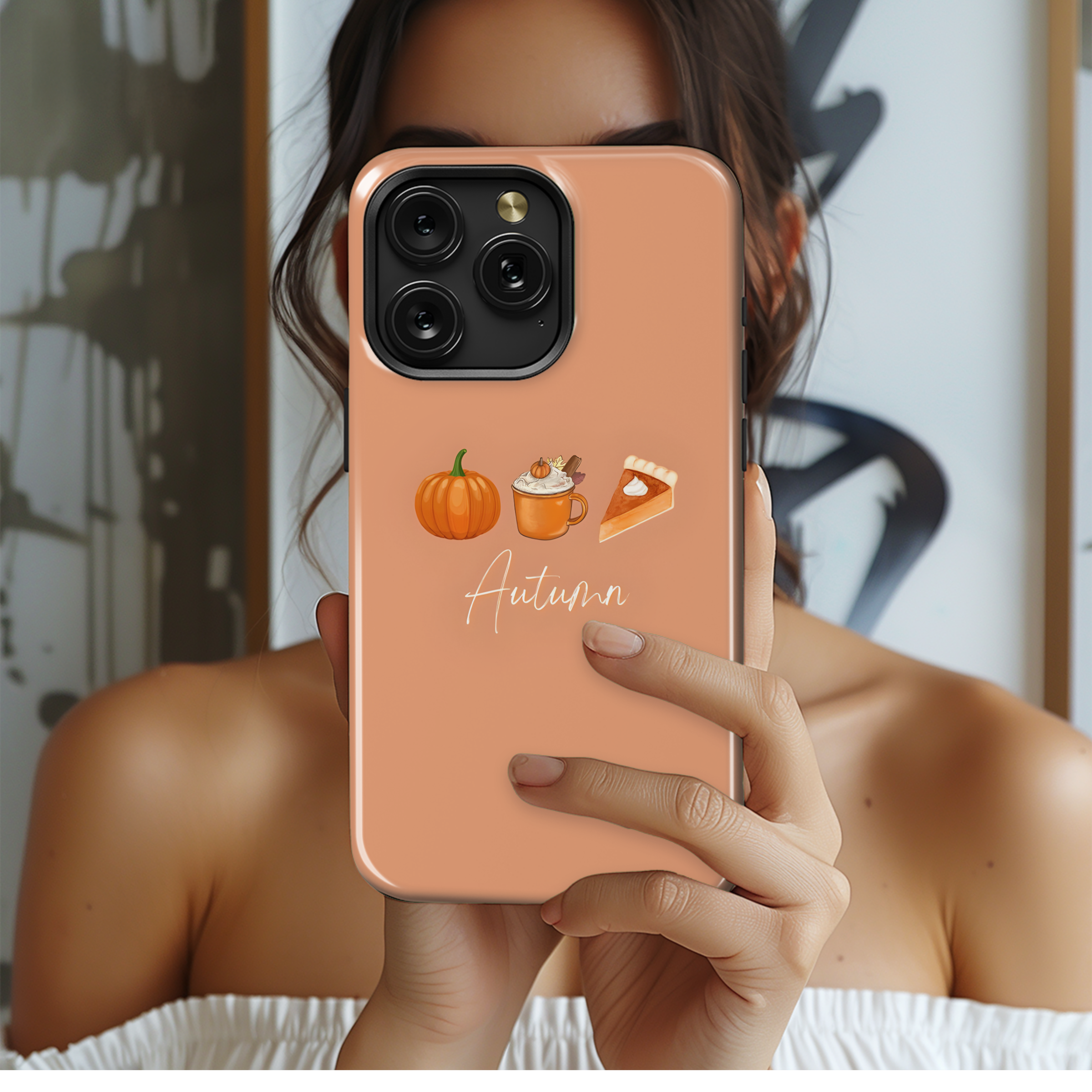 Autumn Pumpkin Cupcake Minimalist Phone Case iPhone Samsung Cover Pixel 2022