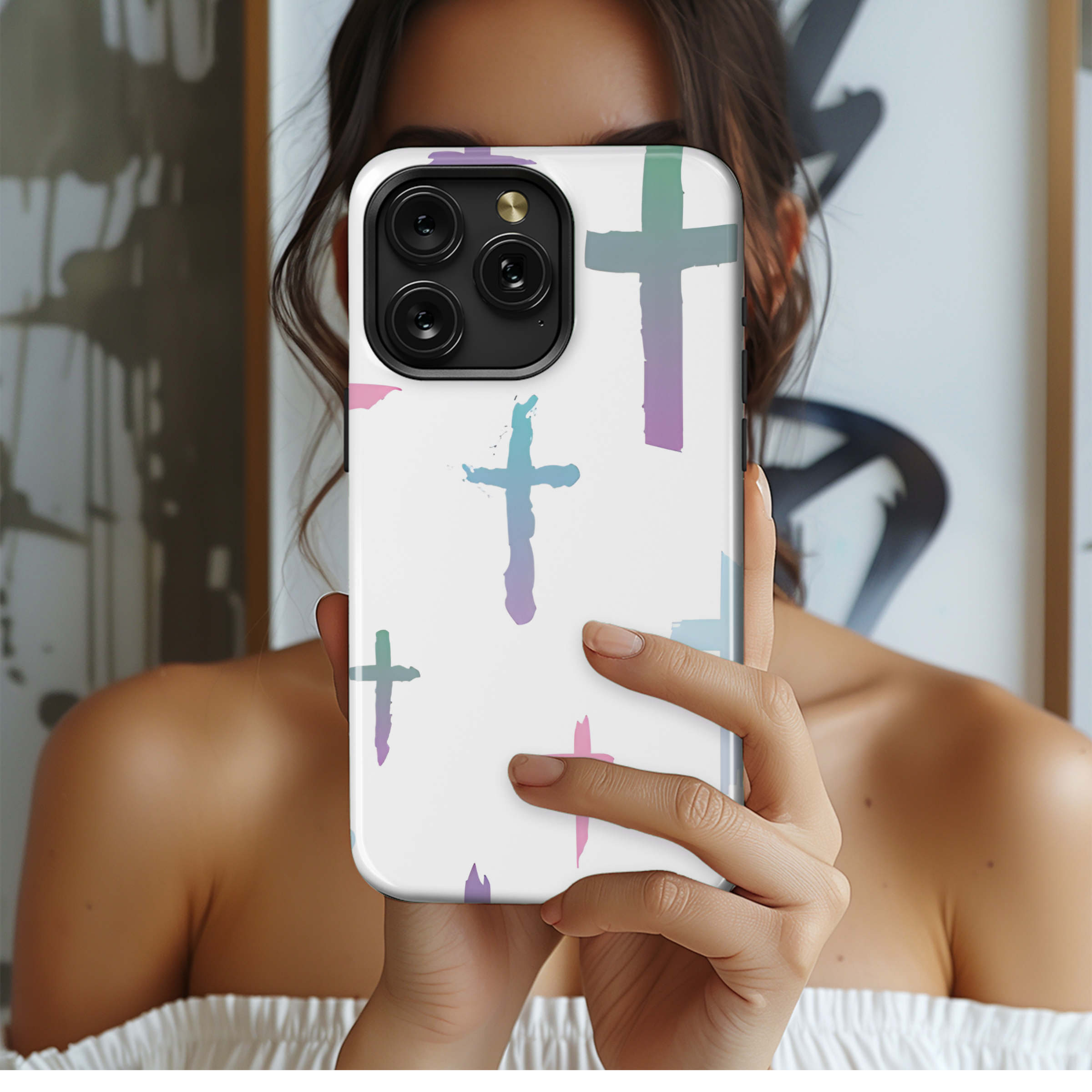 Beautiful Christian Cross Signs Watercolor Phone Case iPhone Samsung Cover Pixel 2109