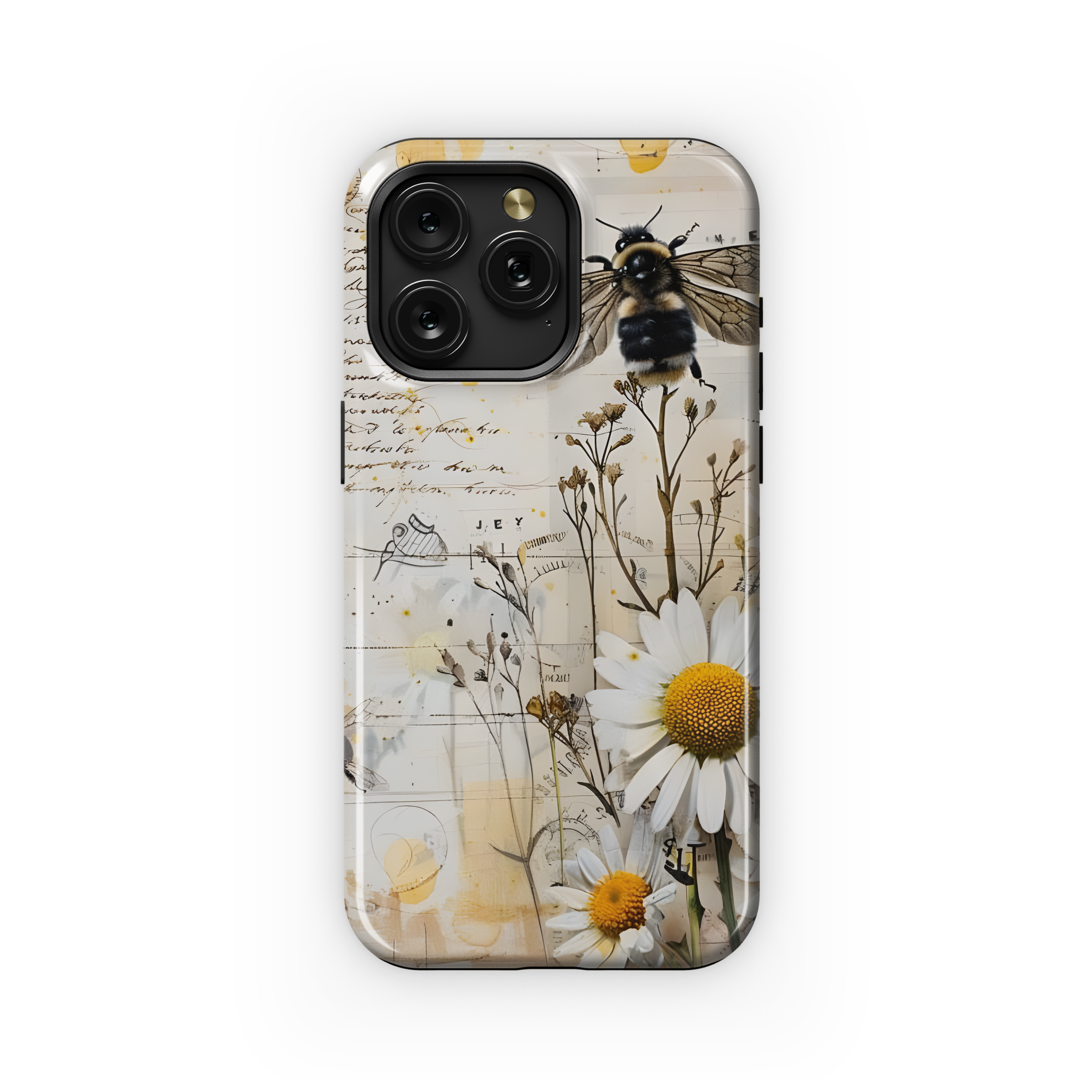 Bee Junk Journal Flower Daisy Phone Case iPhone Samsung Cover Pixel 2065