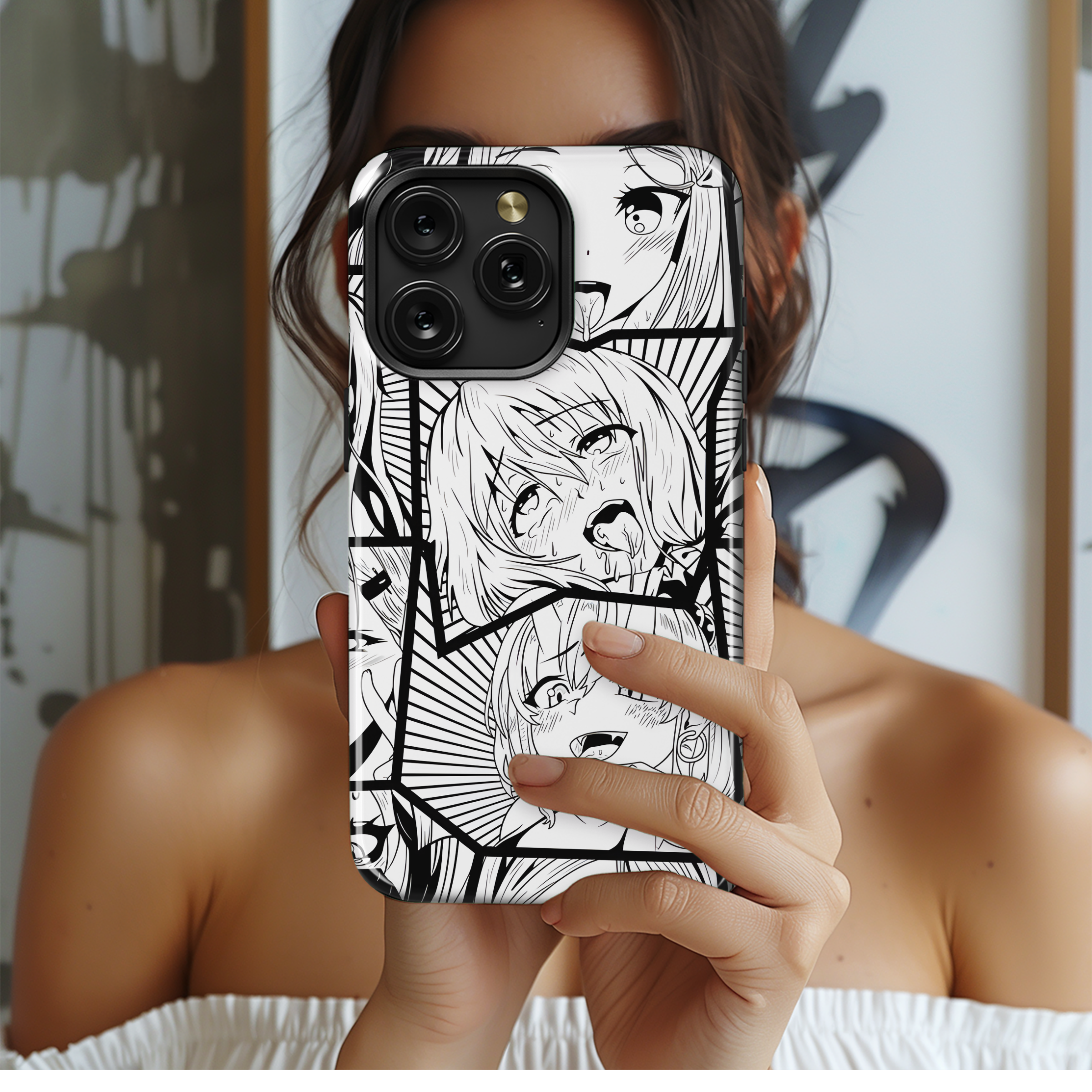 Black Ahegao Phone Case iPhone Samsung Cover Pixel 2221