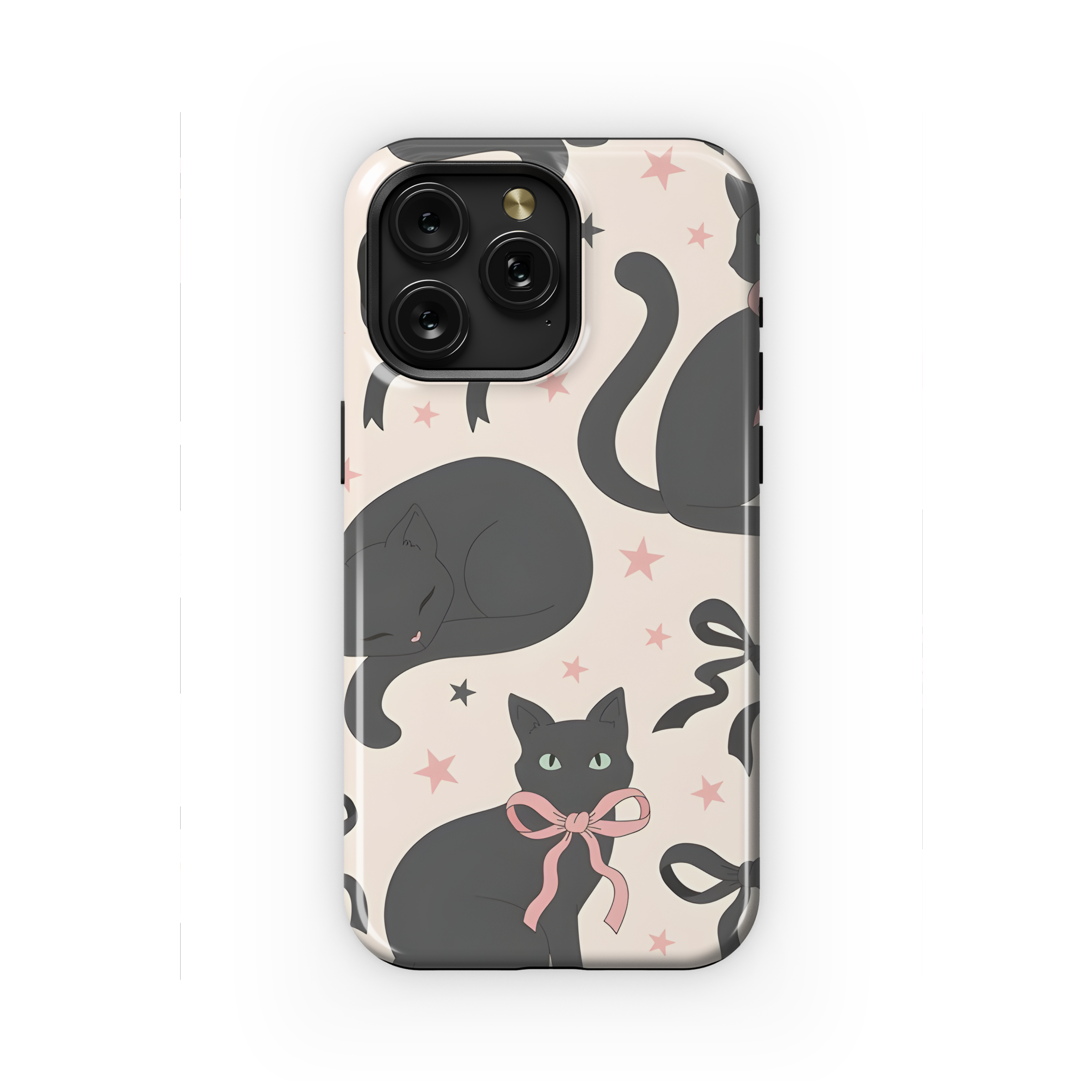 Black Cat Coquette Pattern Phone Case iPhone Samsung Cover Pixel 2177