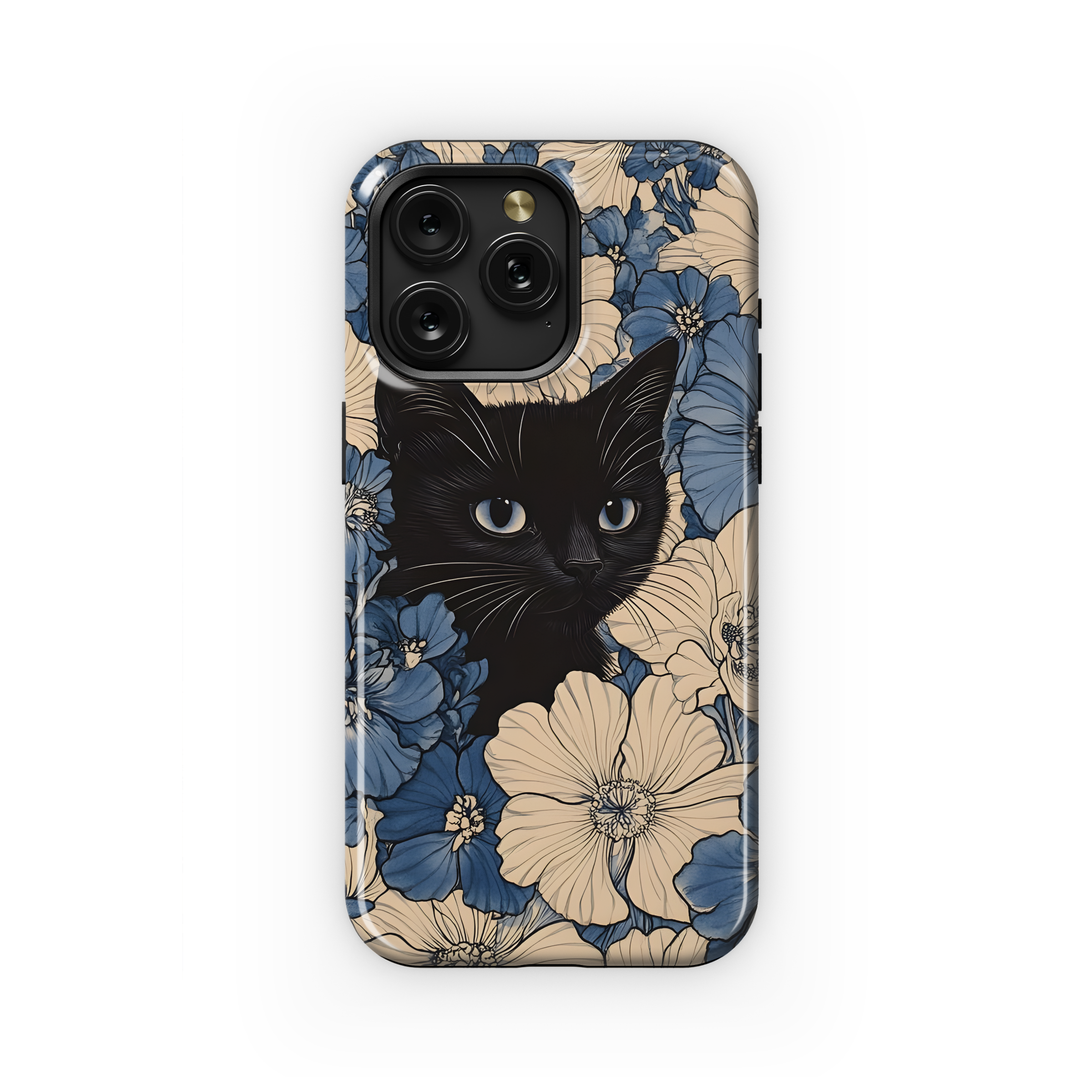 Black Cat in Flowers Phone Case iPhone Samsung Cover Pixel 3561