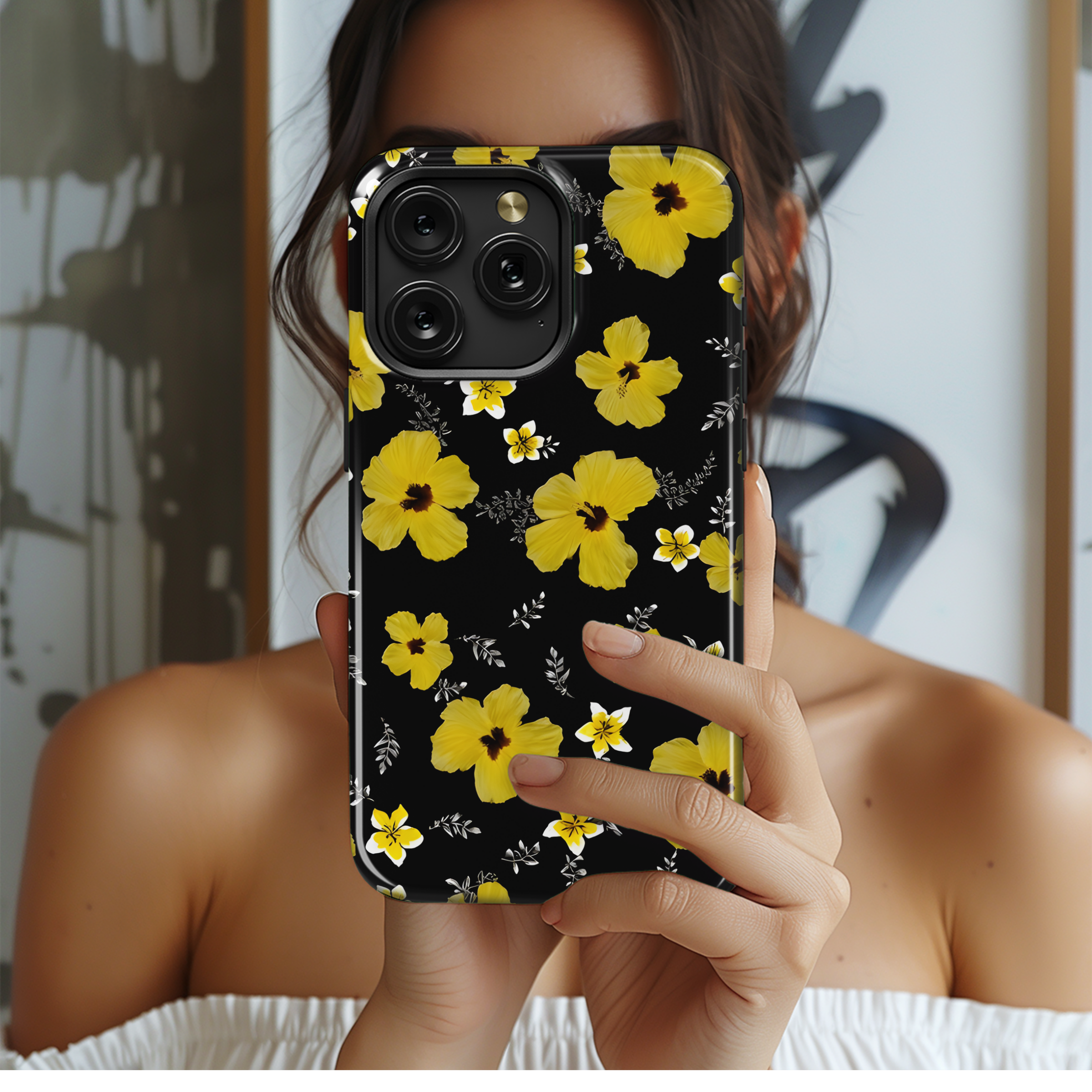 Black Floral Cluster Phone Case iPhone Samsung Cover Pixel 2742