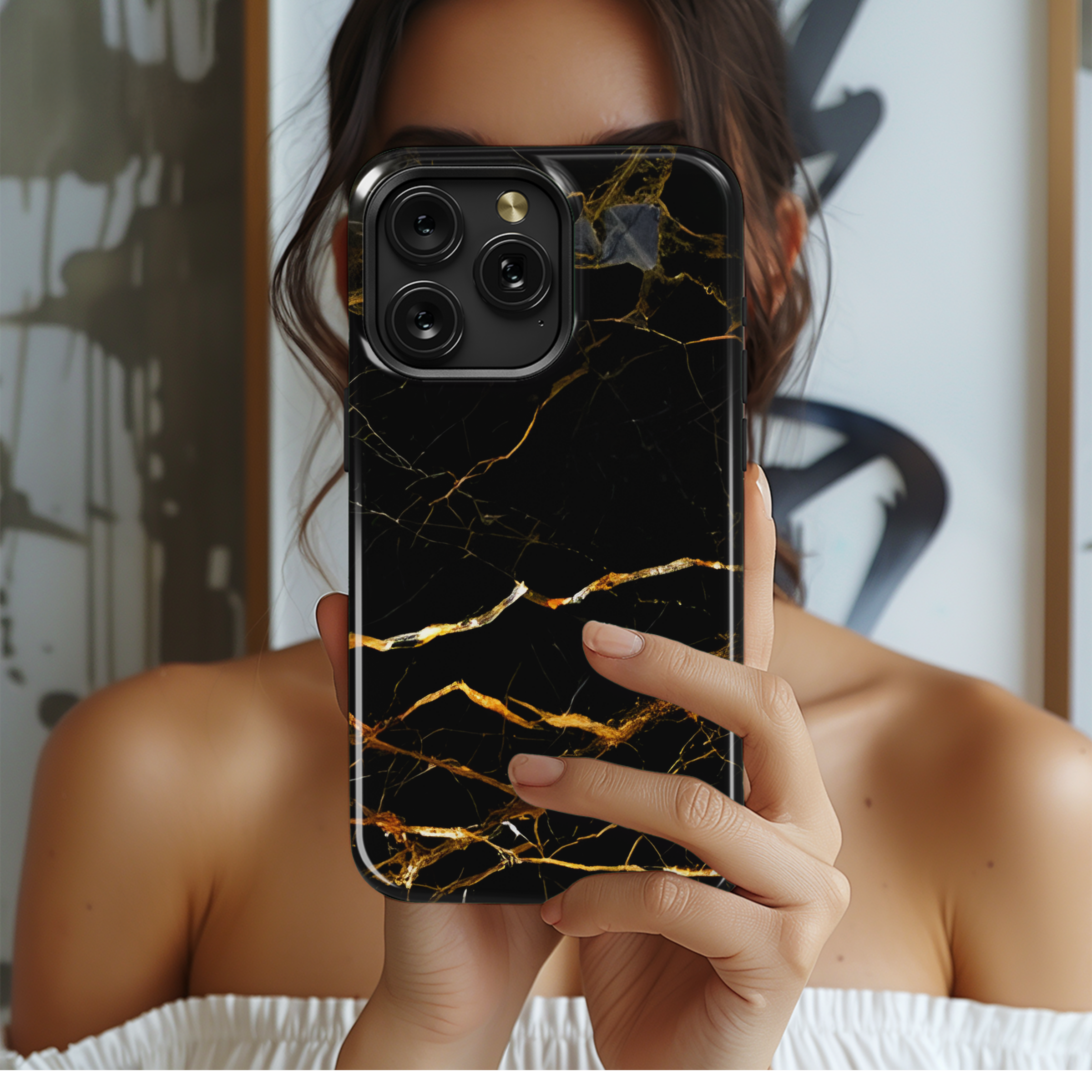 Black Gold Marble Phone Case iPhone Samsung Cover Pixel 2457