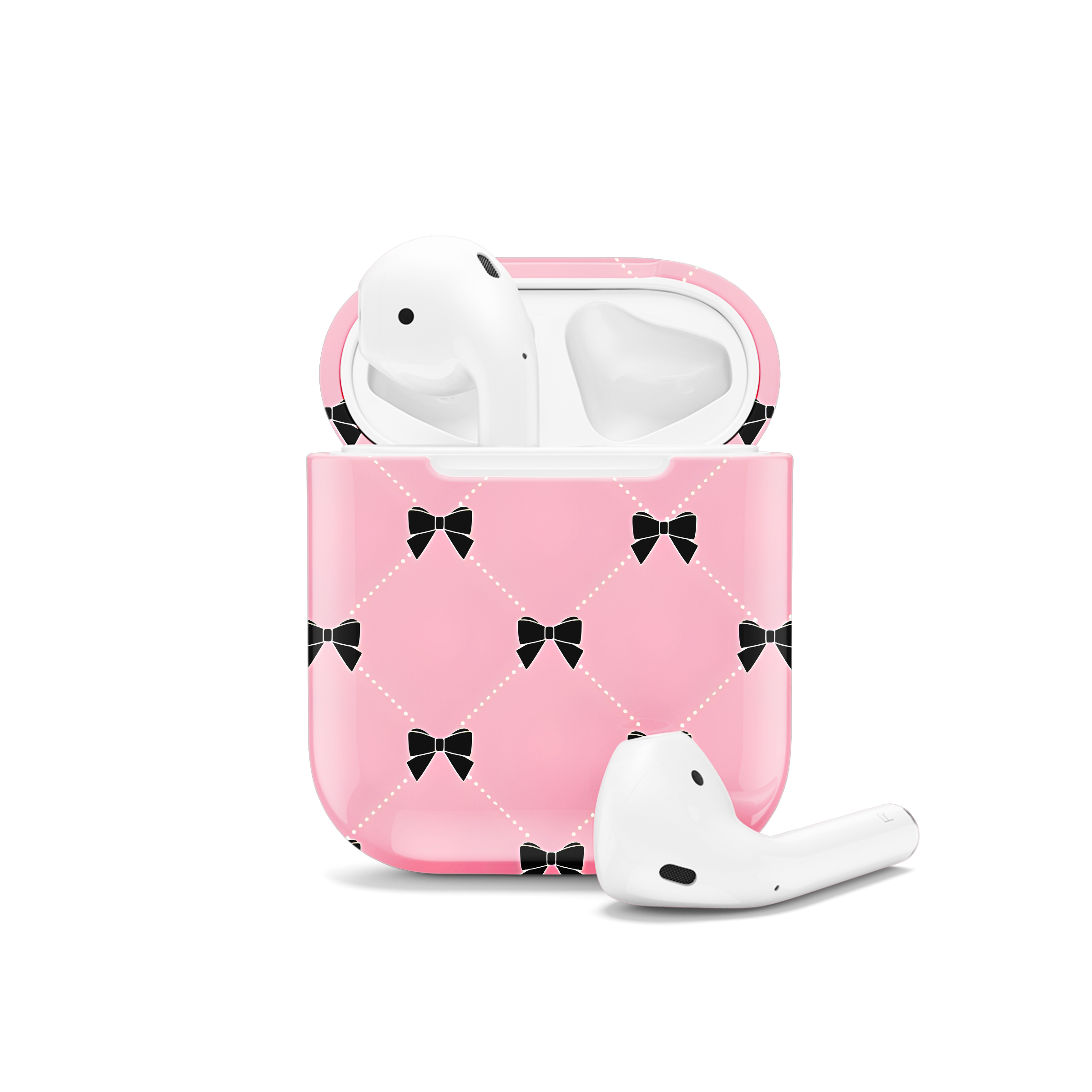 Black Pink Coquette Bow Tie AirPods Case AirPods Pro AirPods Pro 2 AirPods 3 AirPods 2 Glossy 2174