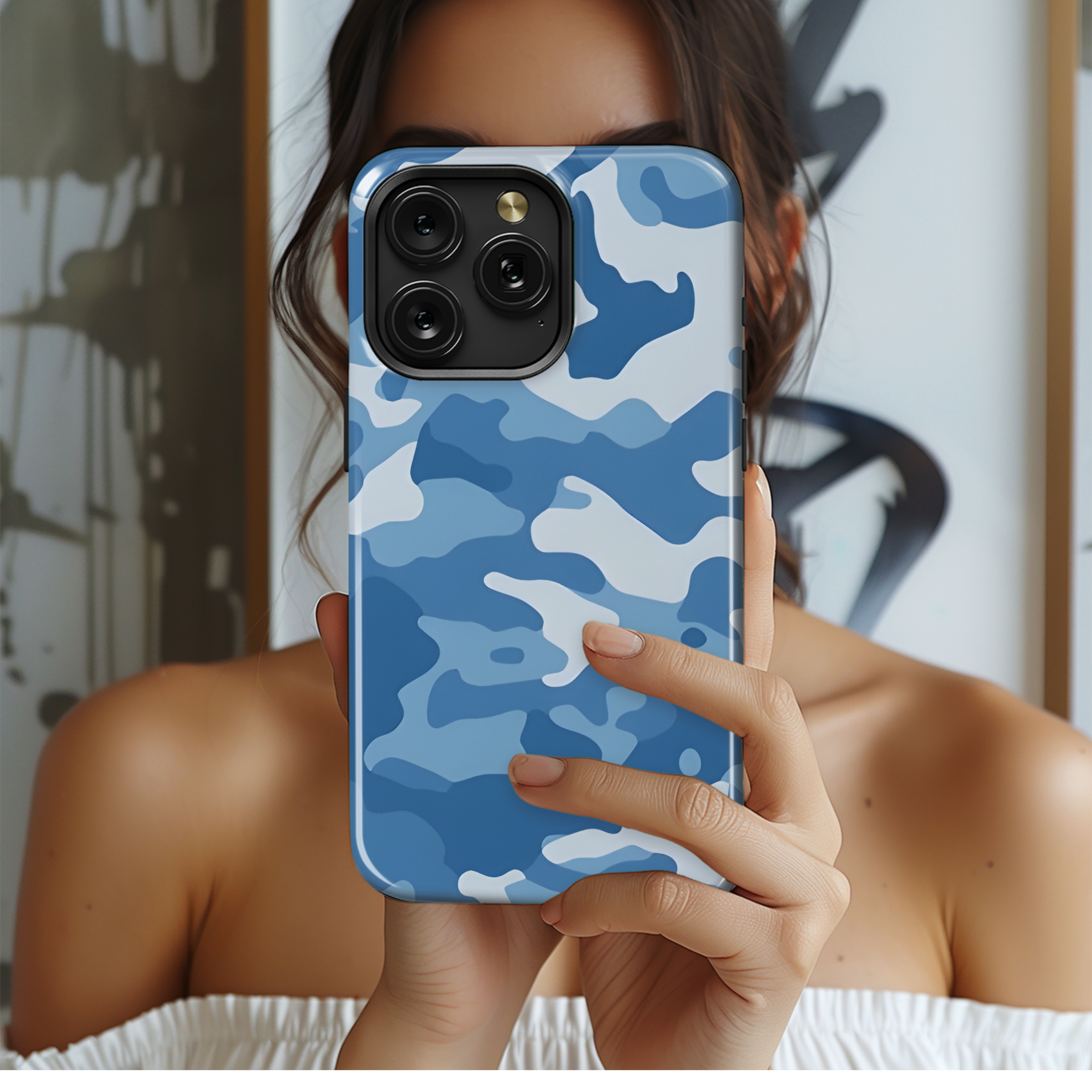 Blue Army Camo Phone Case iPhone Samsung Cover Pixel 2449