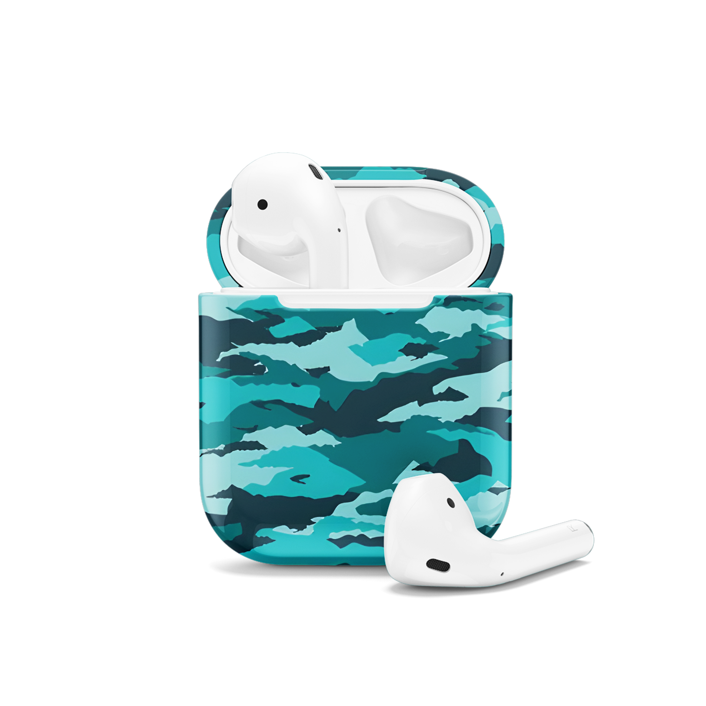 Blue Camouflage Patterns Seamless AirPods Case AirPods Pro AirPods Pro 2 AirPods 3 AirPods 2 Glossy 2203