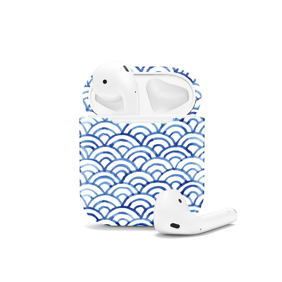 Blue Japanese Seigaiha Wave AirPods Case AirPods Pro AirPods Pro 2 AirPods 3 AirPods 2 Glossy 1505