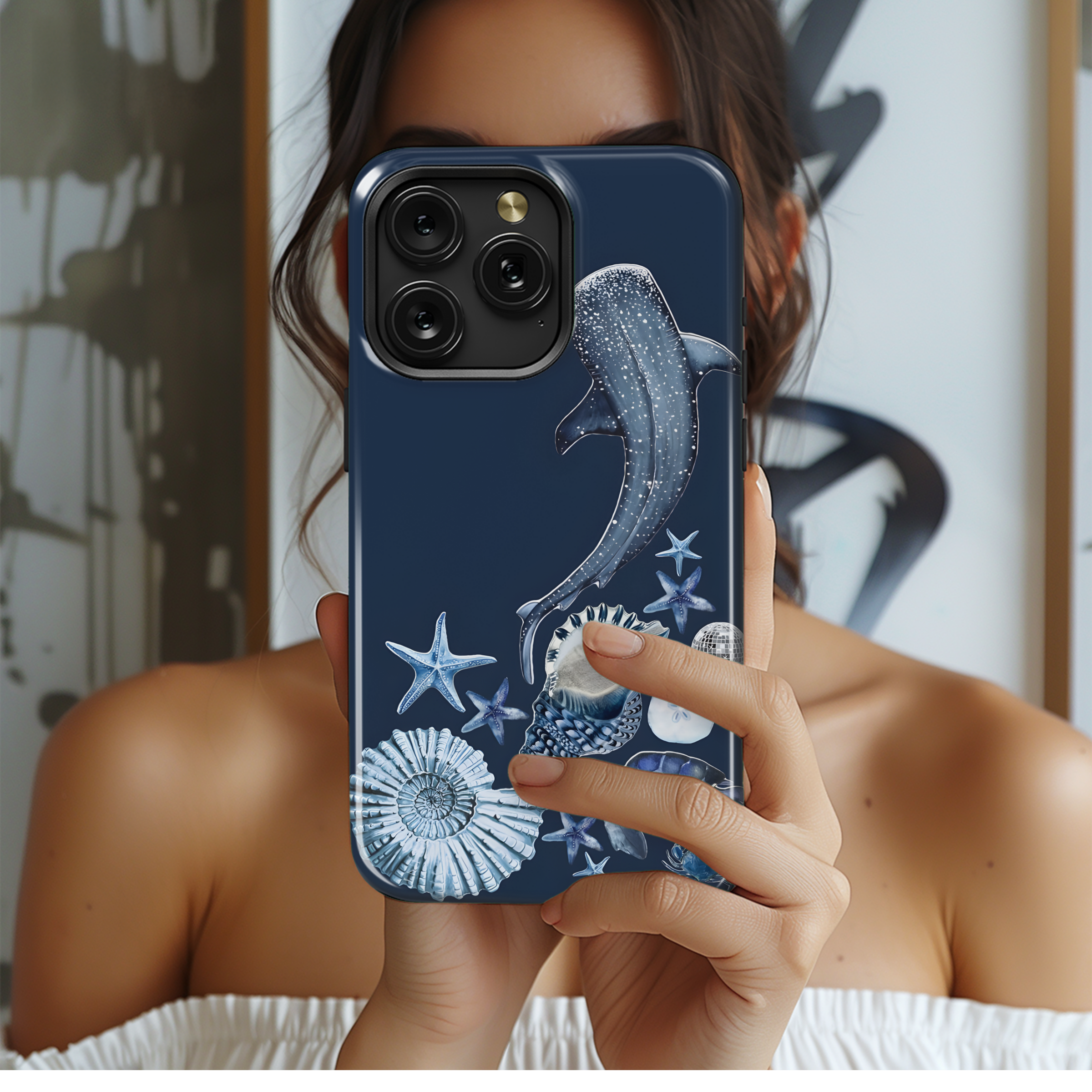 Blue Sea Star Shells Whale Phone Case iPhone Samsung Cover Pixel 2052