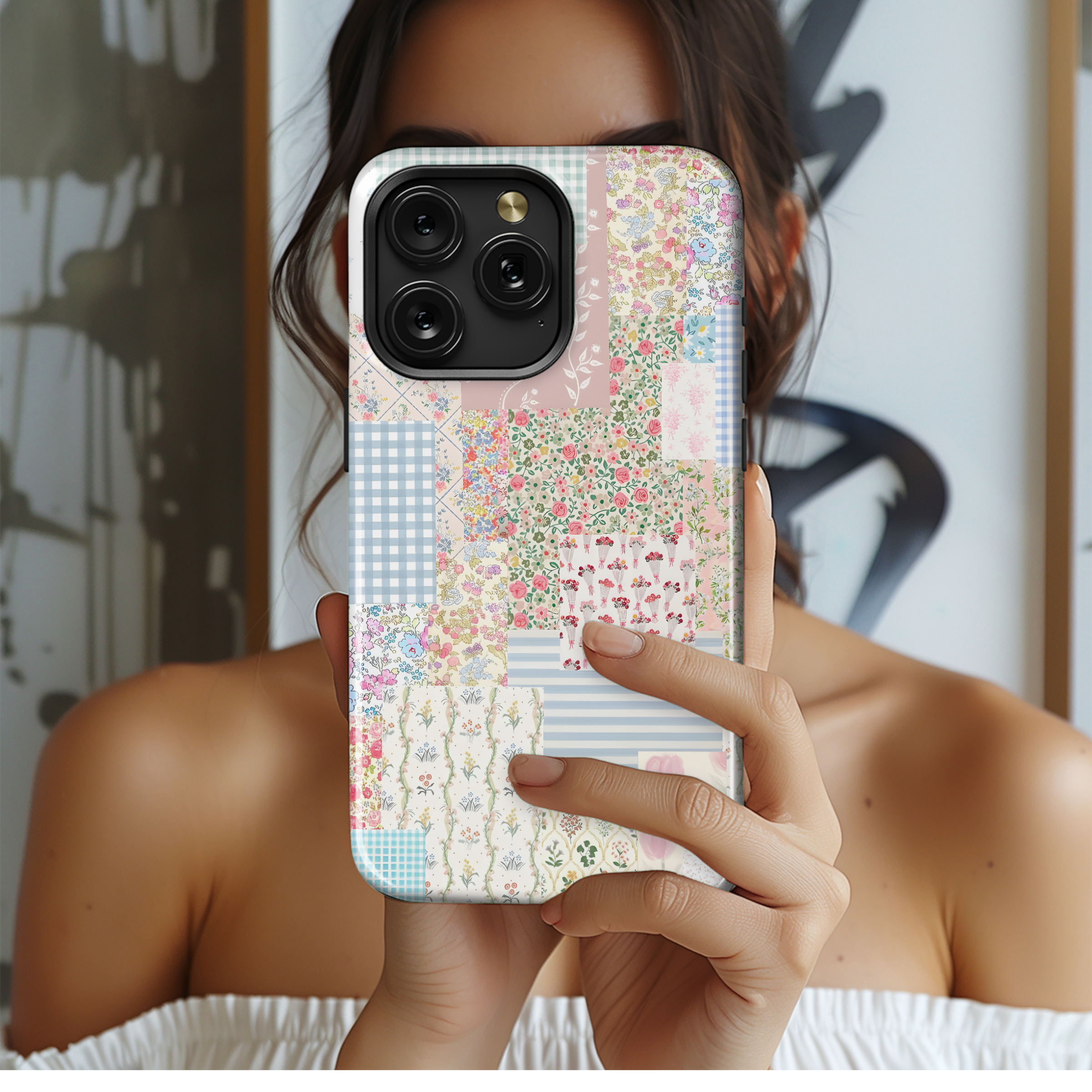 Blushing Quilt Phone Case iPhone Samsung Cover Pixel 3208