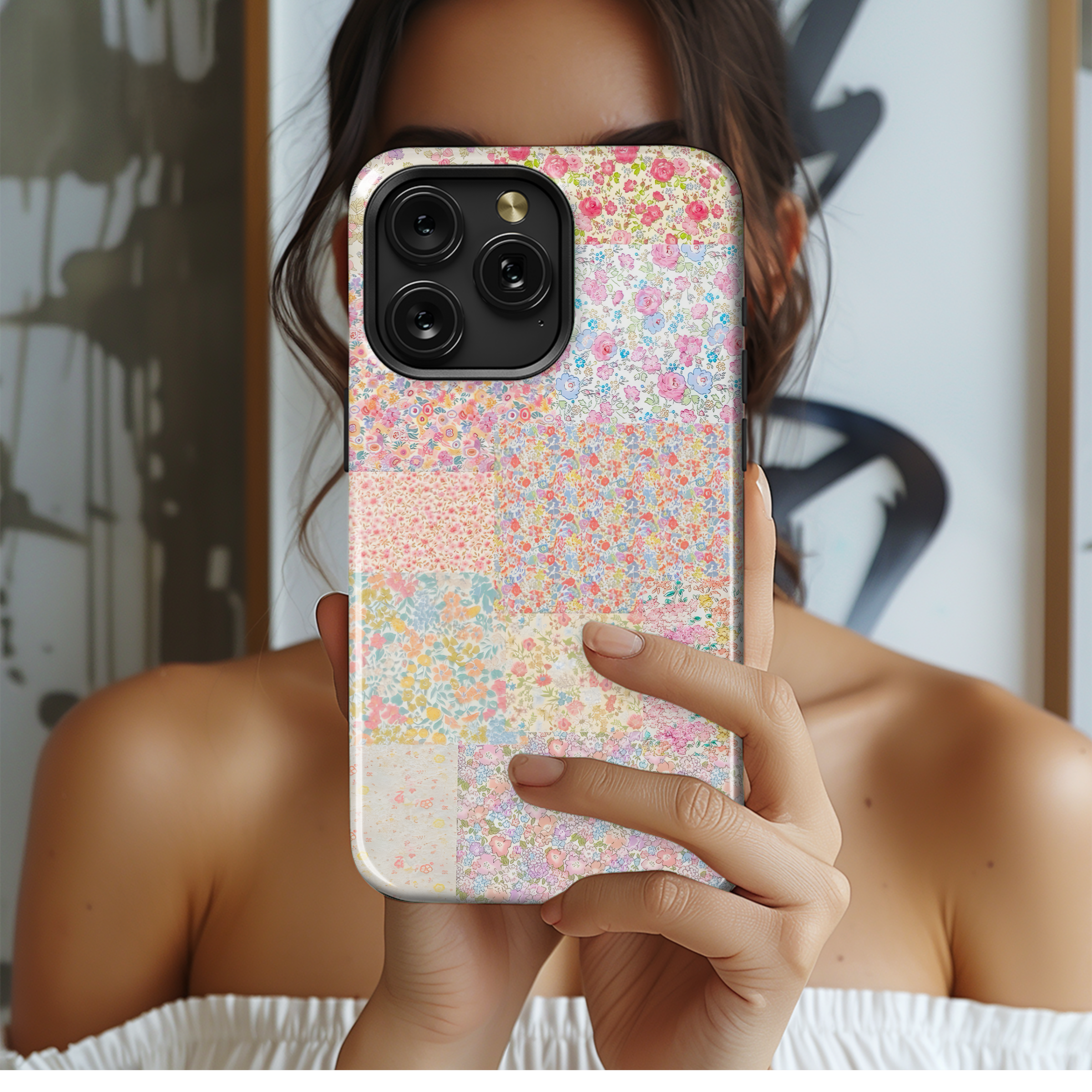 Blushing Quilt Phone Case iPhone Samsung Cover Pixel 3209