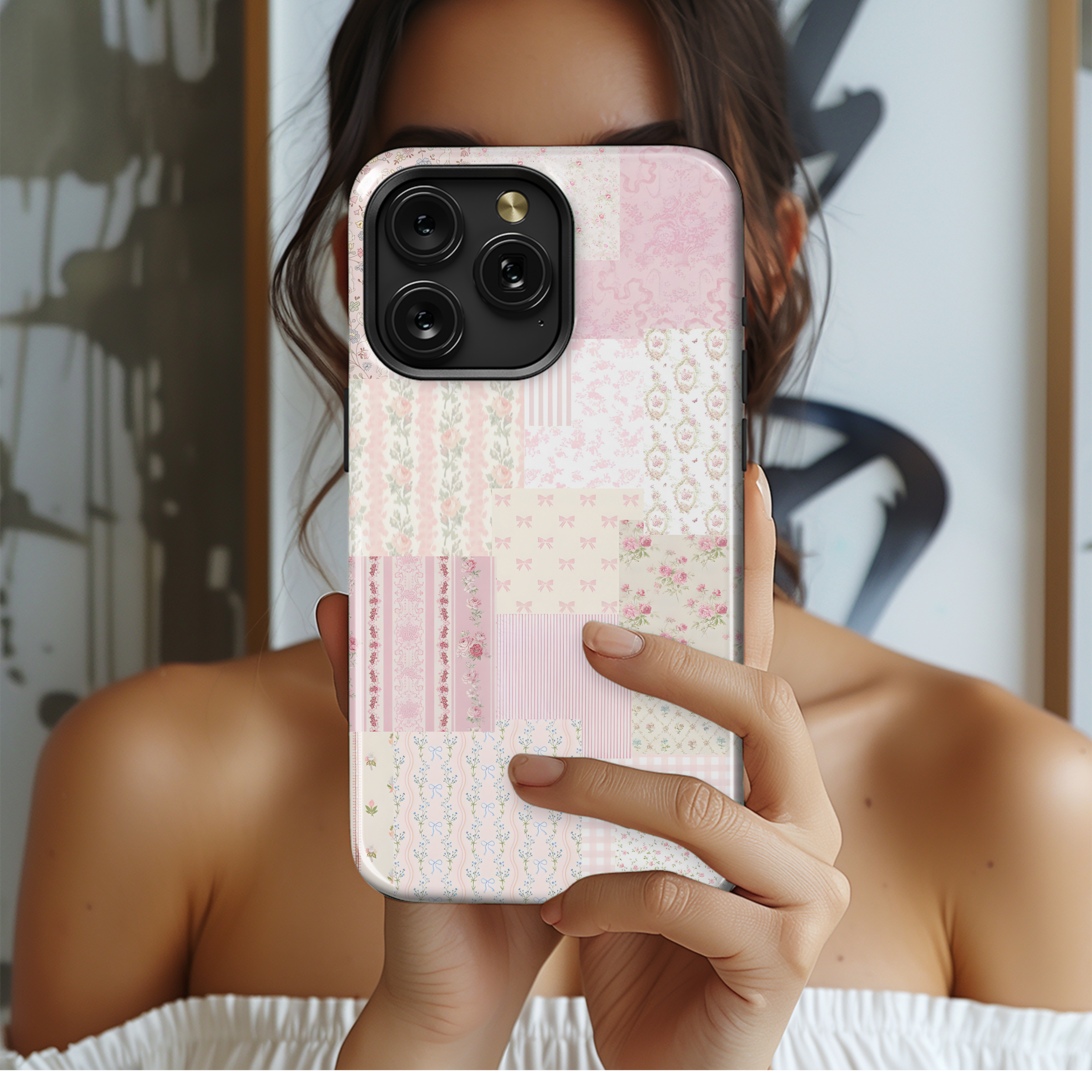 Blushing Quilt Phone Case iPhone Samsung Cover Pixel 3210