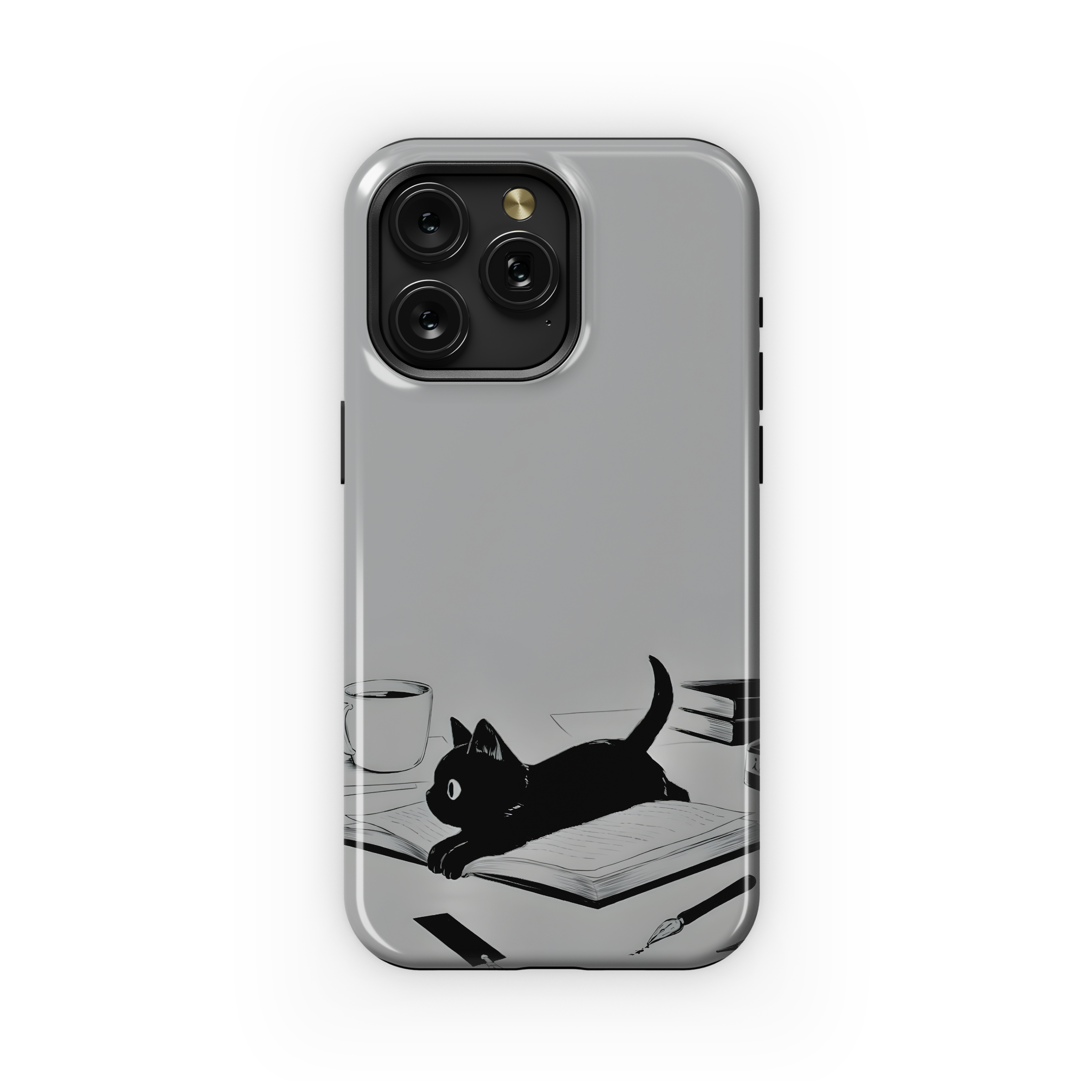 Book Lover Black Cat Reading Phone Case iPhone Samsung Cover Pixel 1951