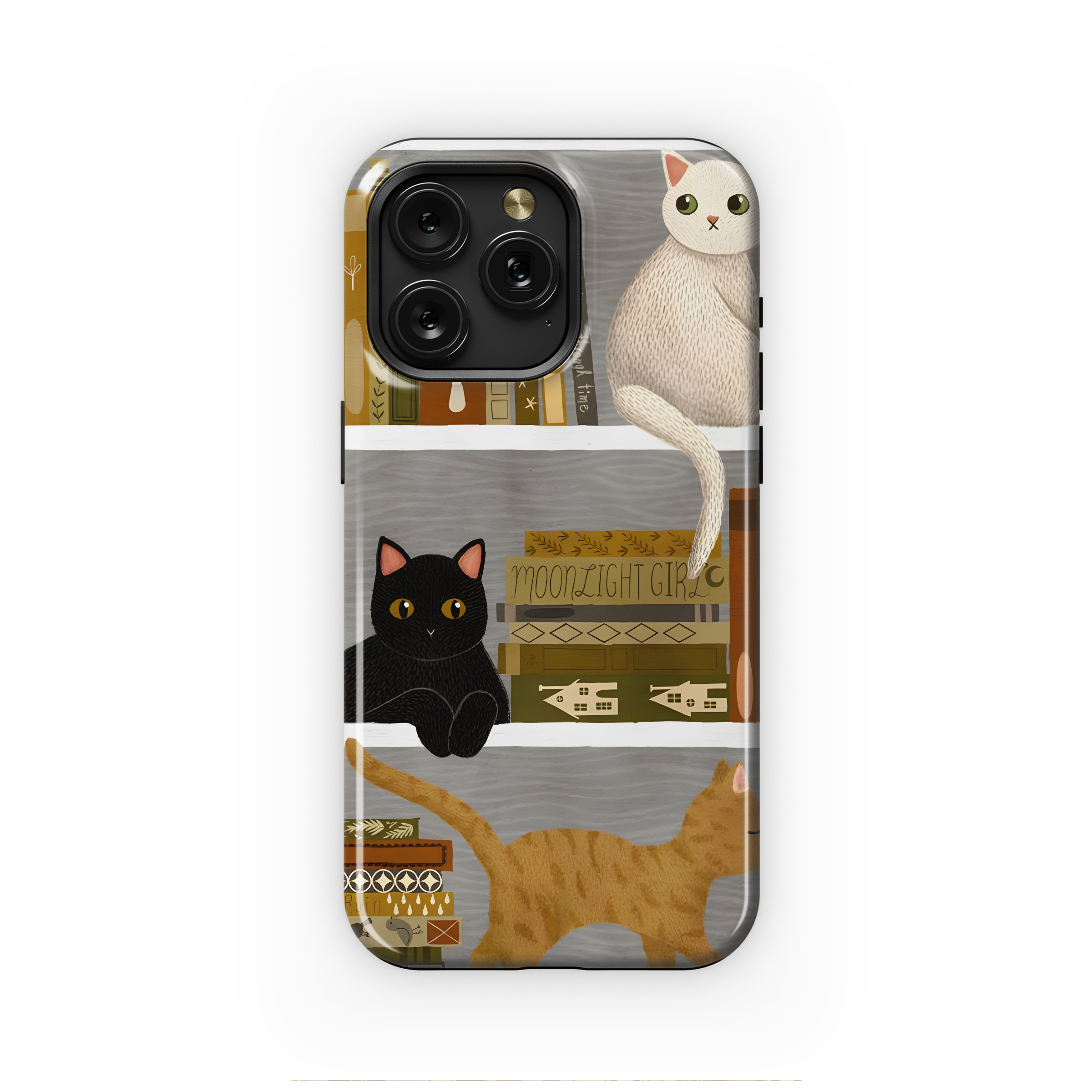 Bookshelf Cat  Phone Case iPhone Samsung Cover Pixel 1754