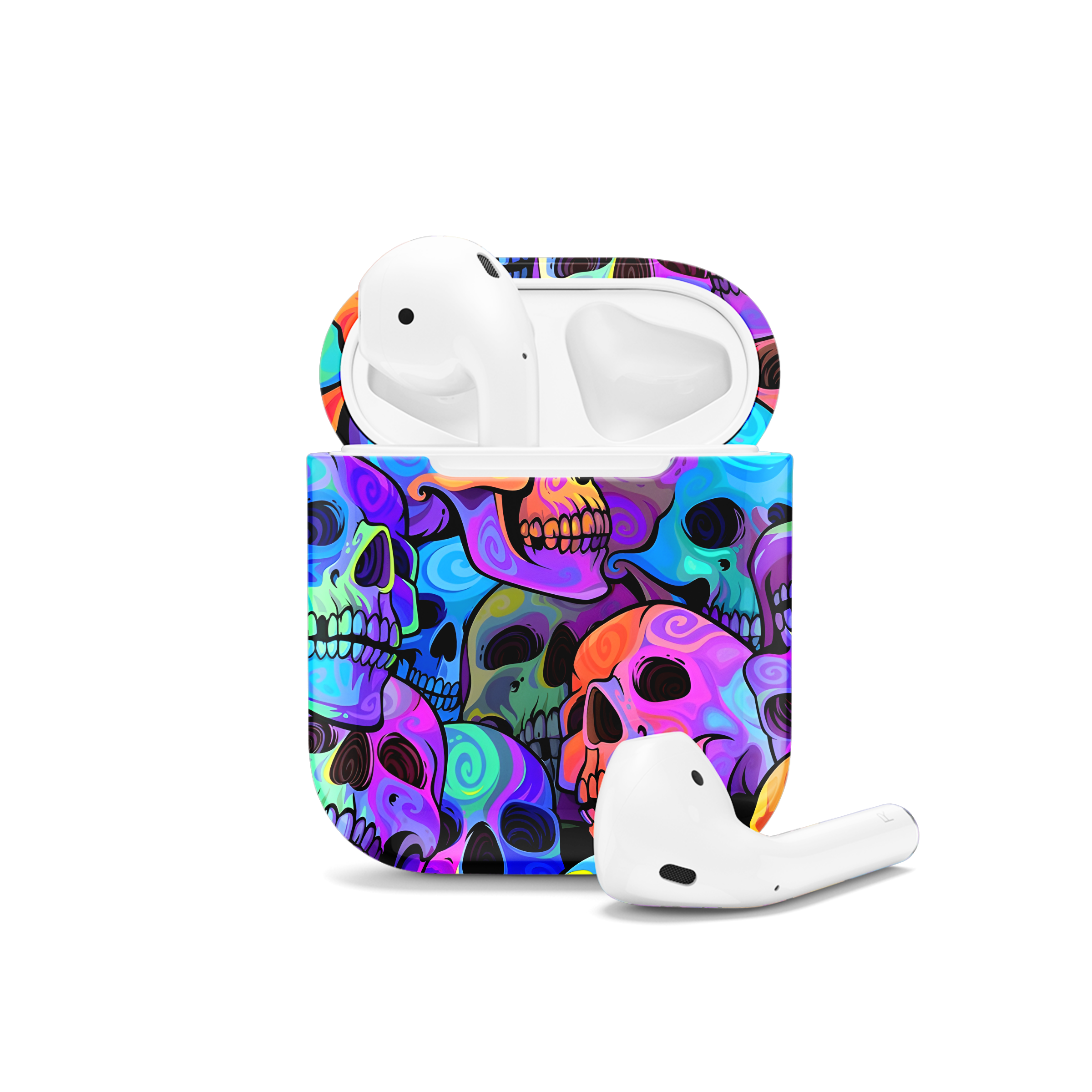 Bright Rainbow Painted Skull Seamless Pattern AirPods Case AirPods Pro AirPods Pro 2 AirPods 3 AirPods 2 Glossy 2173