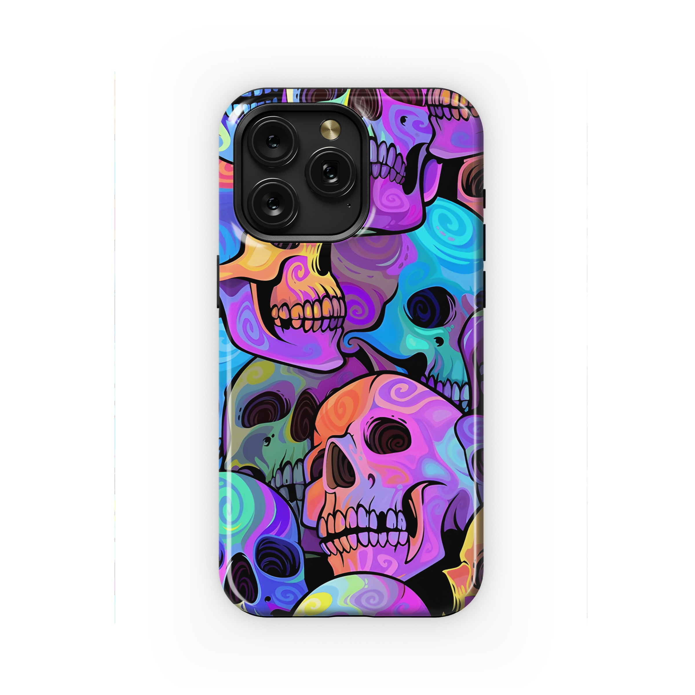 Bright Rainbow Painted Skull Seamless Pattern Phone Case iPhone Samsung Cover Pixel 2173