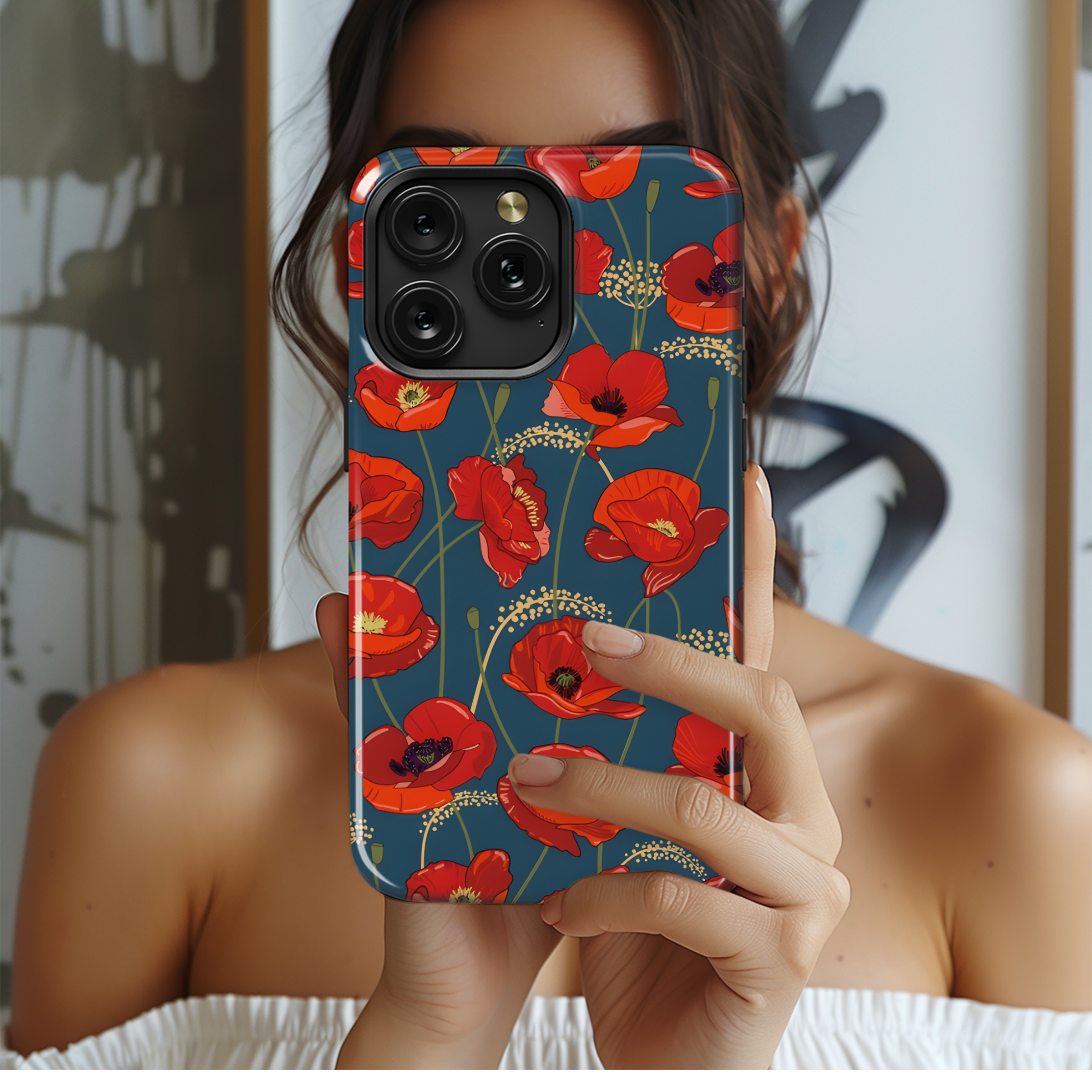 Bright Red Poppy Flowers Phone Case iPhone Samsung Cover Pixel 2570