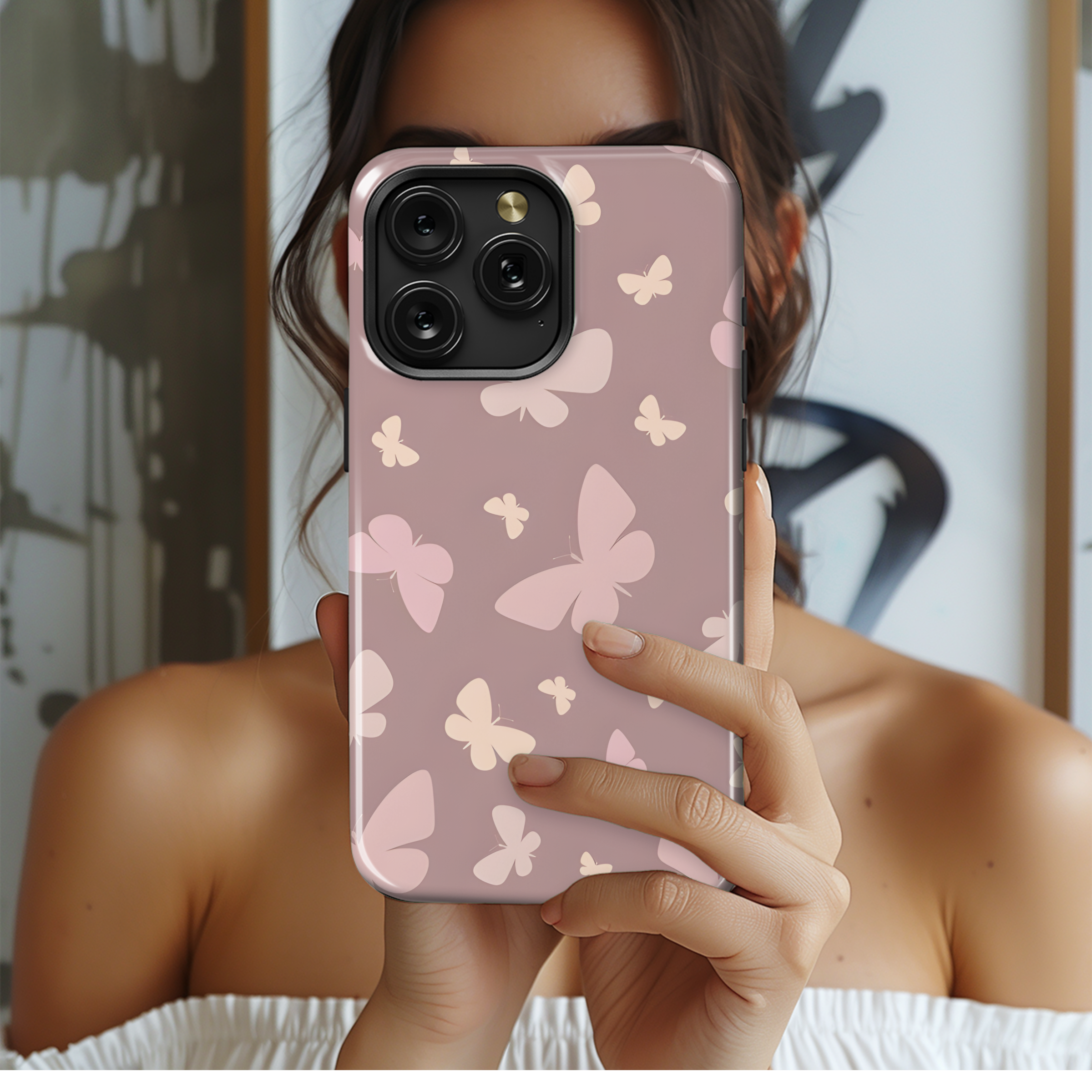 Butterfly Silhouette Brown Phone Case iPhone Samsung Cover Pixel 3956