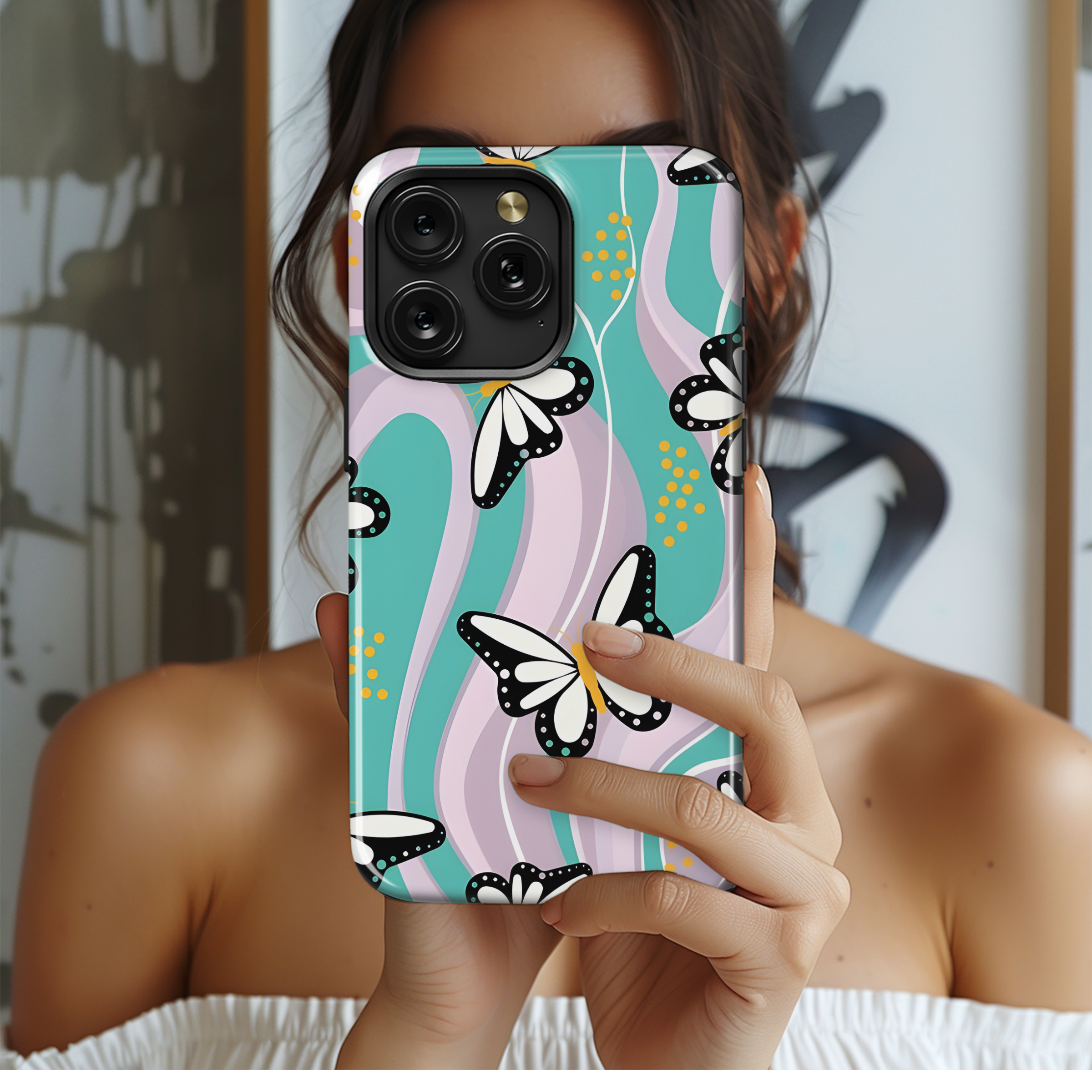 Butterfly Wavy Phone Case iPhone Samsung Cover Pixel 3948