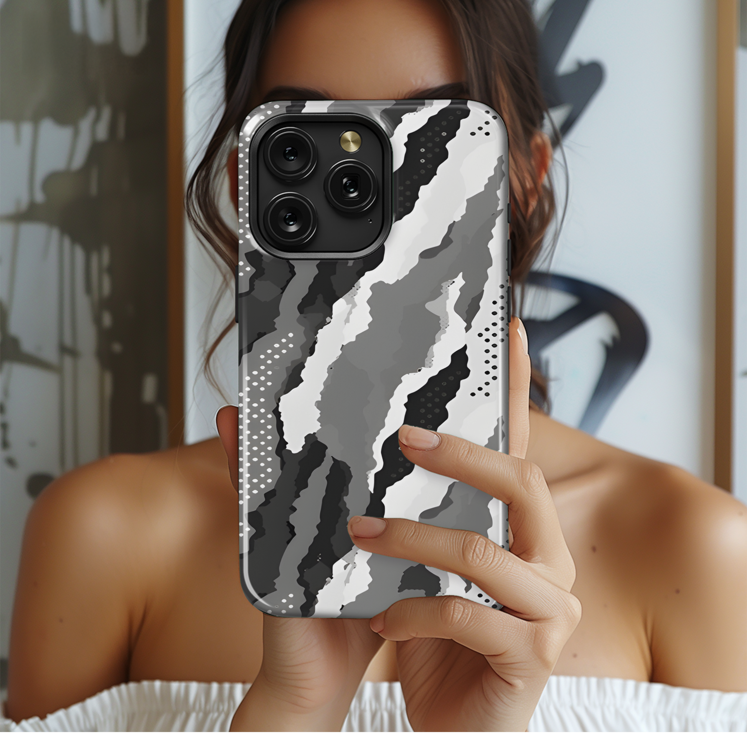 Camouflage Print Seamless Grey Phone Case iPhone Samsung Cover Pixel 2206