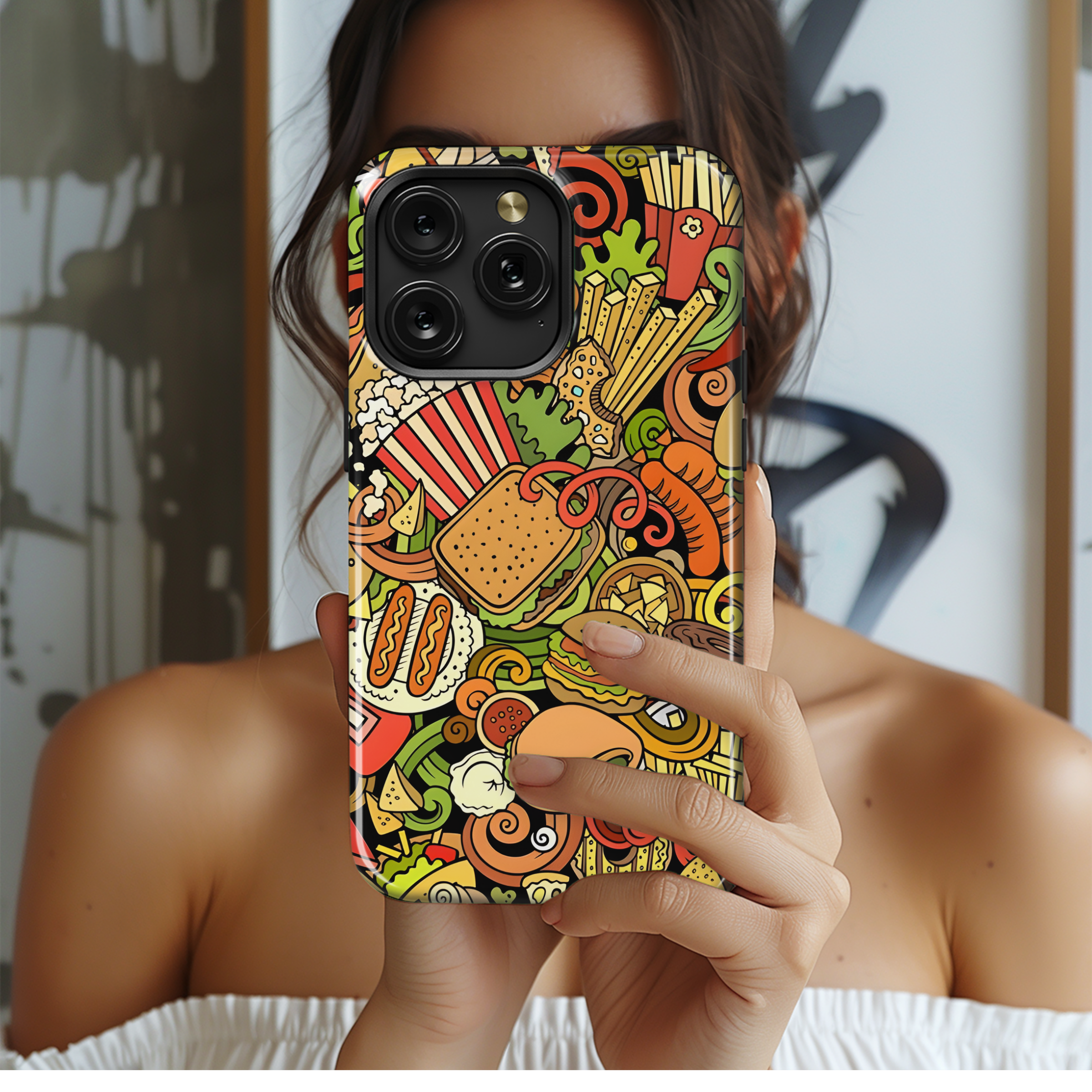 Cartoon Fastfood Doodle Phone Case iPhone Samsung Cover Pixel 2828