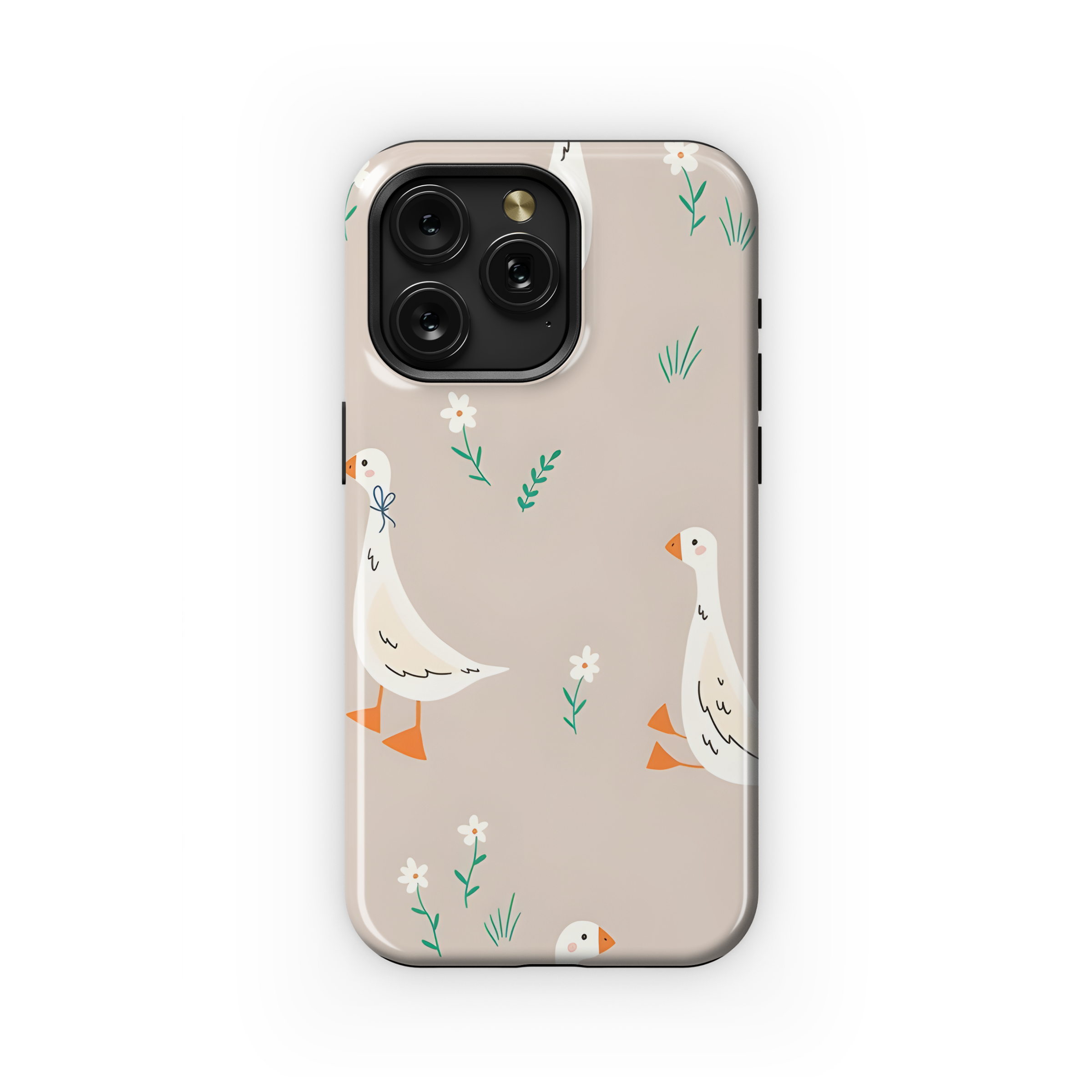 Cartoon Goose and Flowers Phone Case iPhone Samsung Cover Pixel 2676