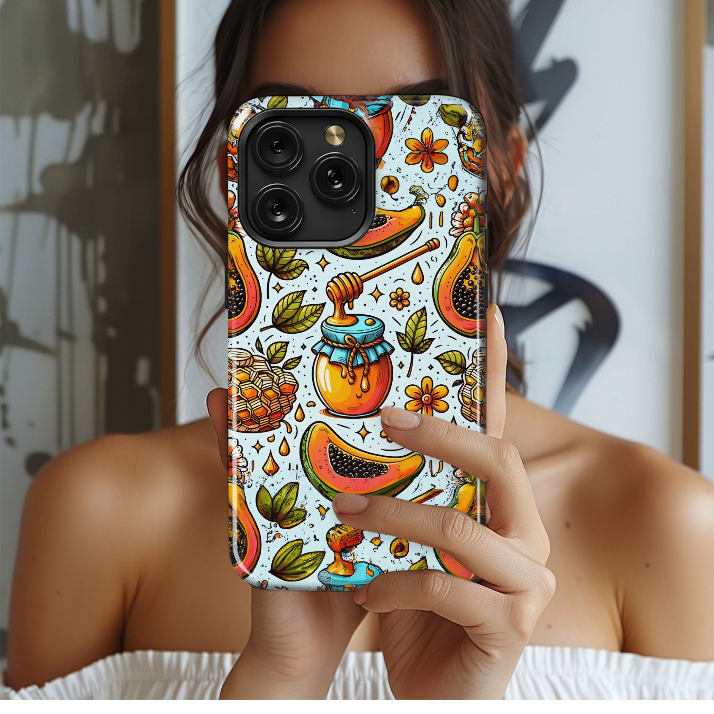 Cartoon Papaya Honey Phone Case iPhone Samsung Cover Pixel 2904