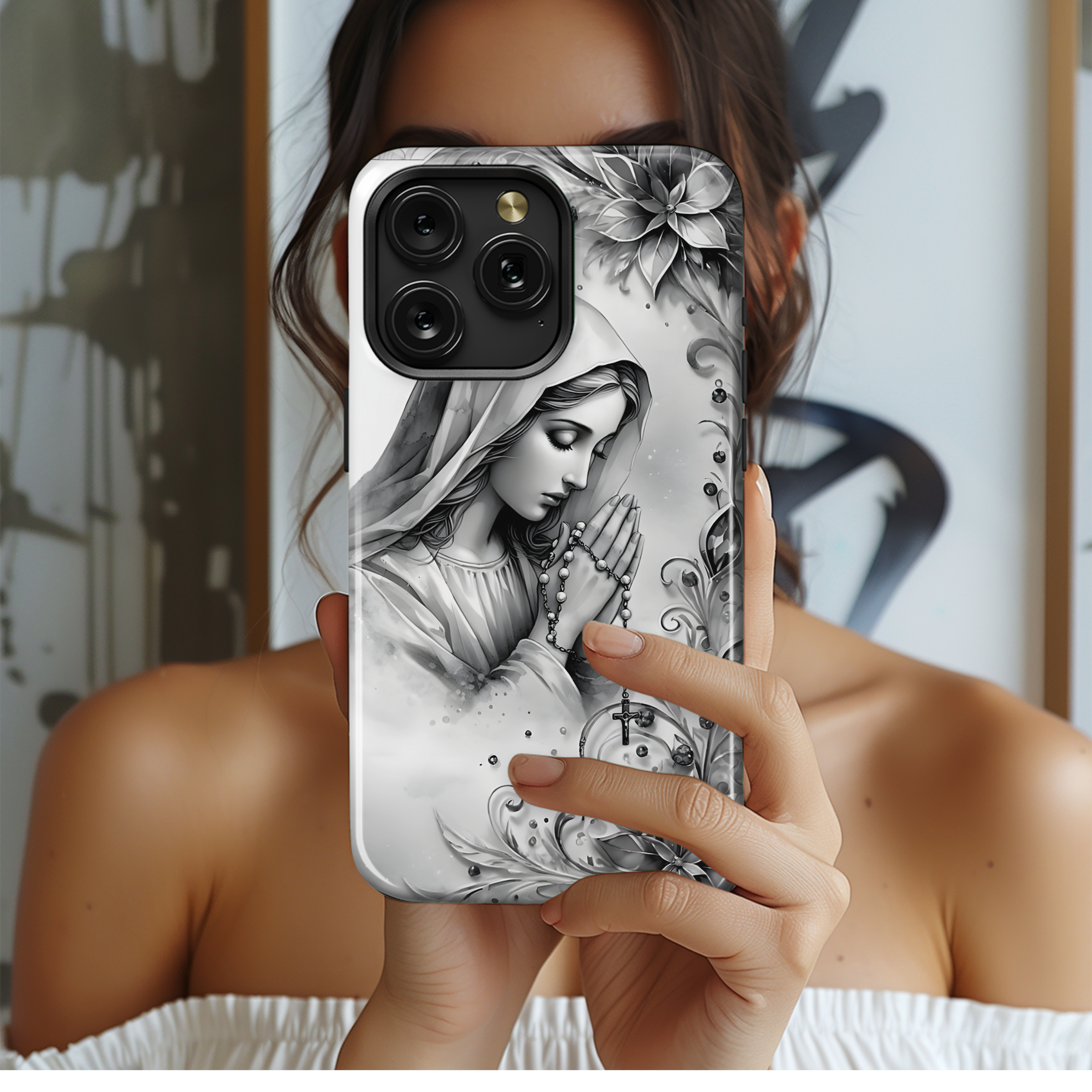 Catholic Christian Floral Phone Case iPhone Samsung Cover Pixel 2010