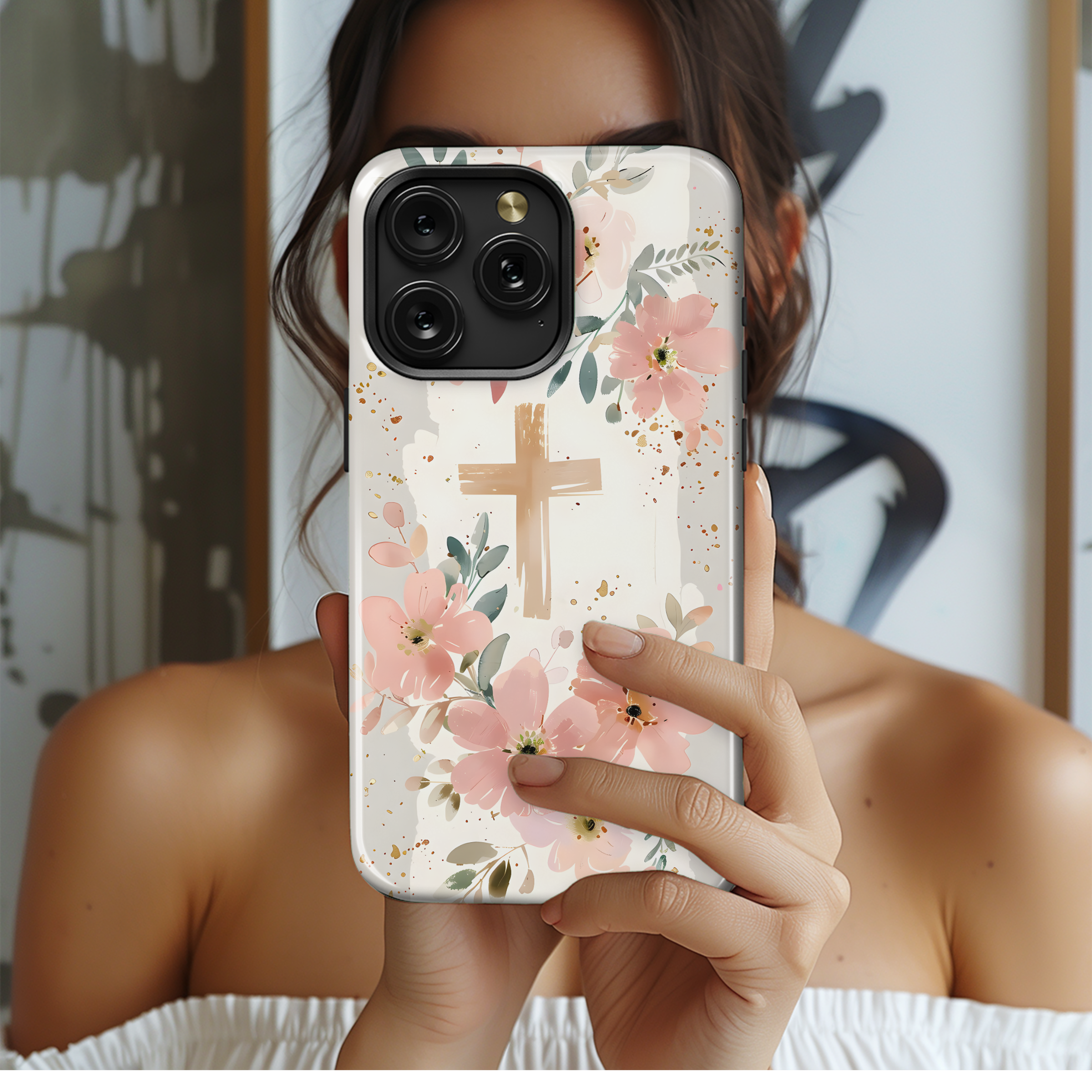 Catholic Christian Jesus Cross Floral Phone Case iPhone Samsung Cover Pixel 2002