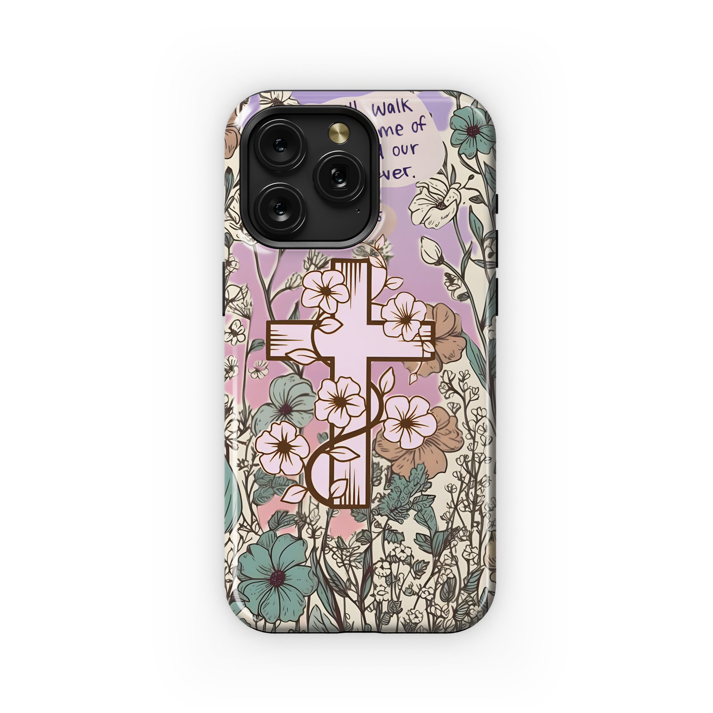 Catholic Christian Jesus Cross Floral Phone Case iPhone Samsung Cover Pixel 2004