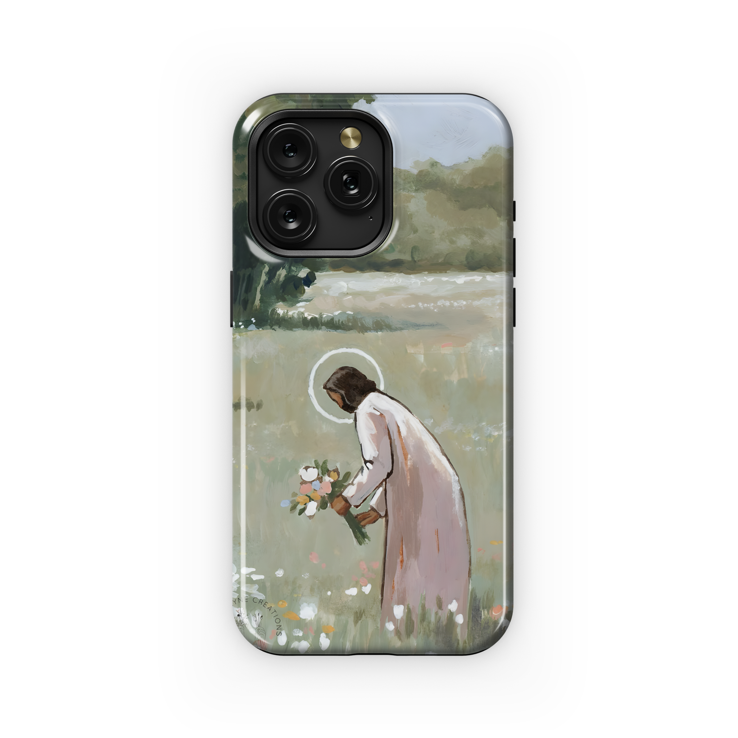 Catholic Christian Jesus Flower Painting Phone Case iPhone Samsung Cover Pixel 1998